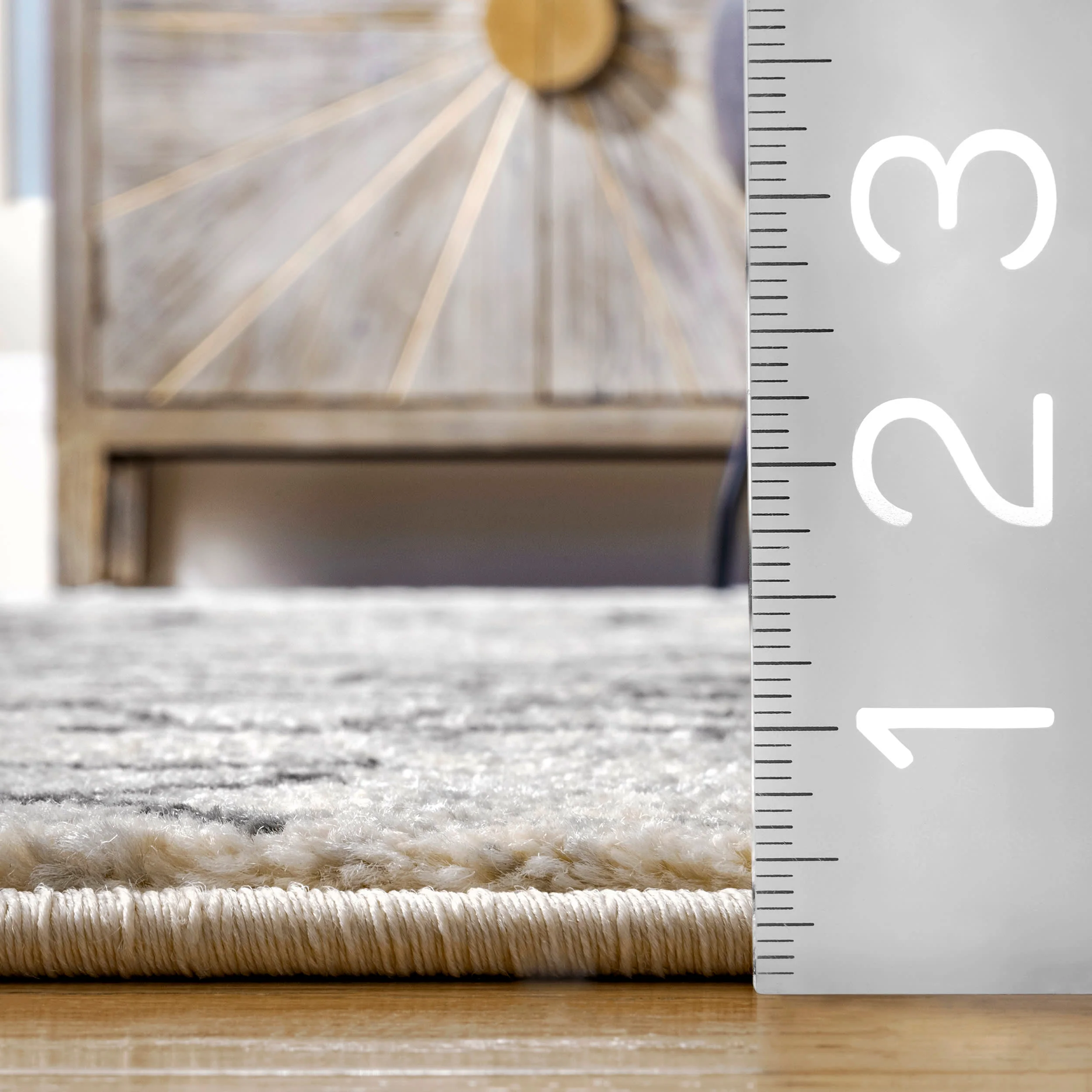 Faded Banded Tribal Rug | Beige - Image 5