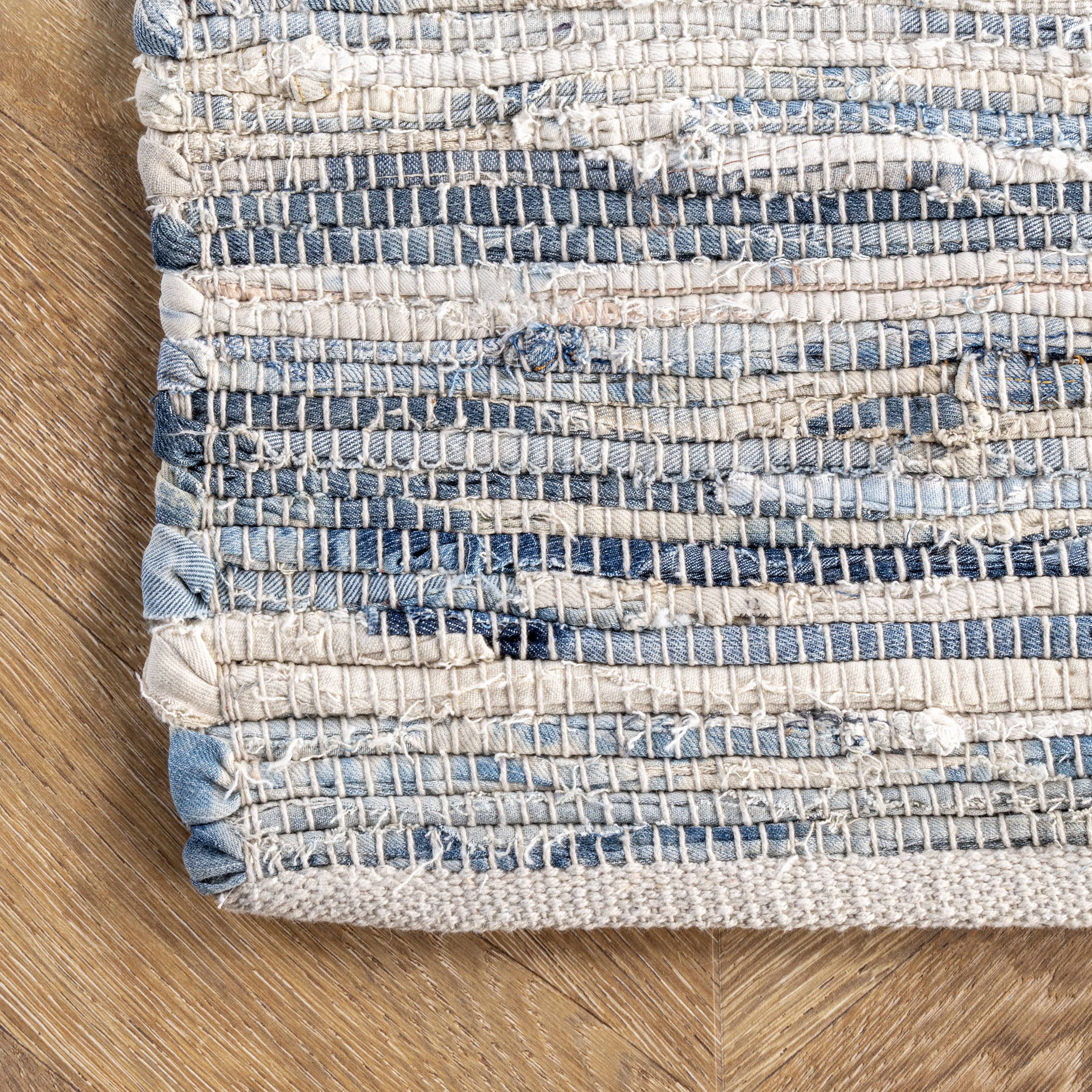 Faded Denim Stripes Rug | Blue - Image 3