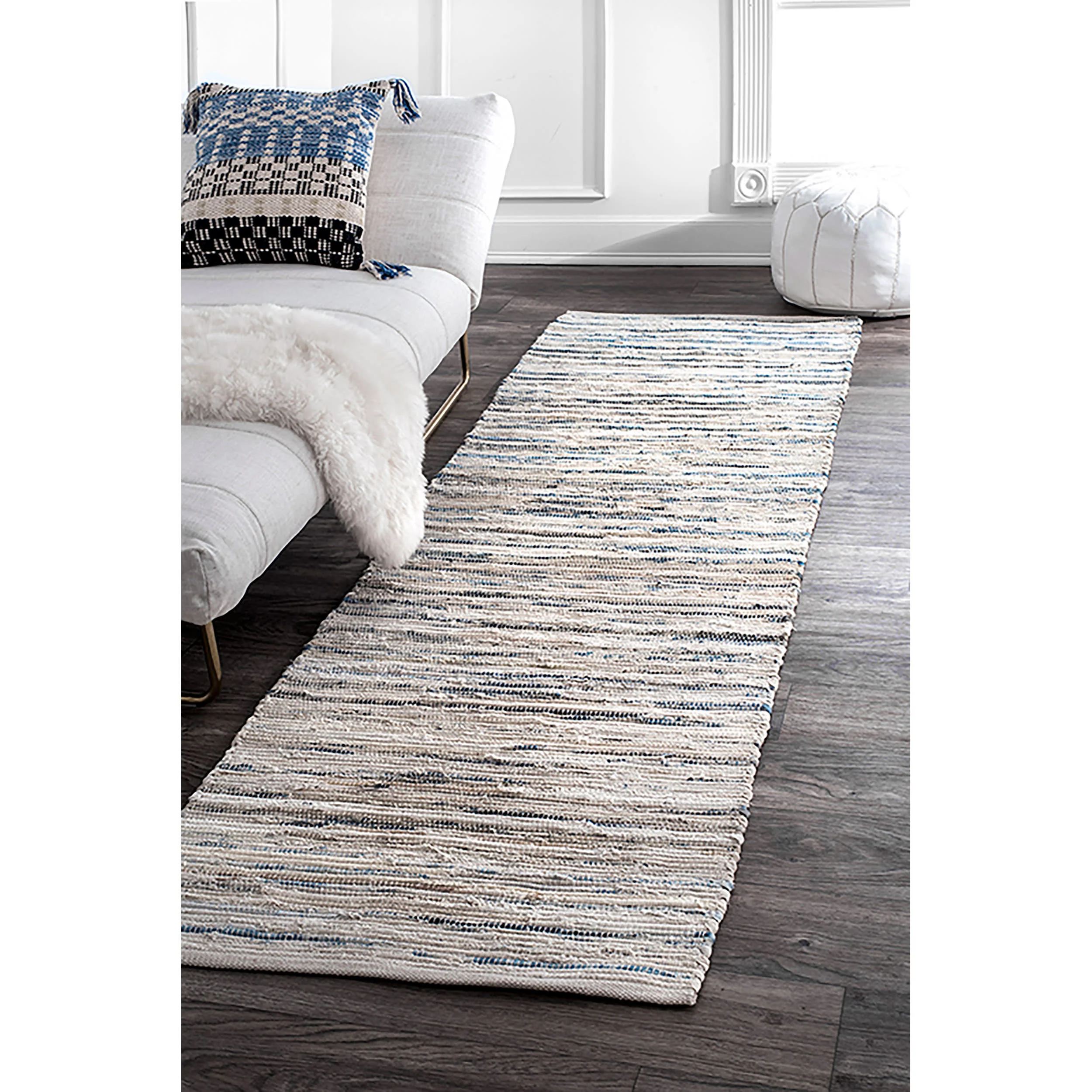 Faded Denim Stripes Rug | Blue - Image 2