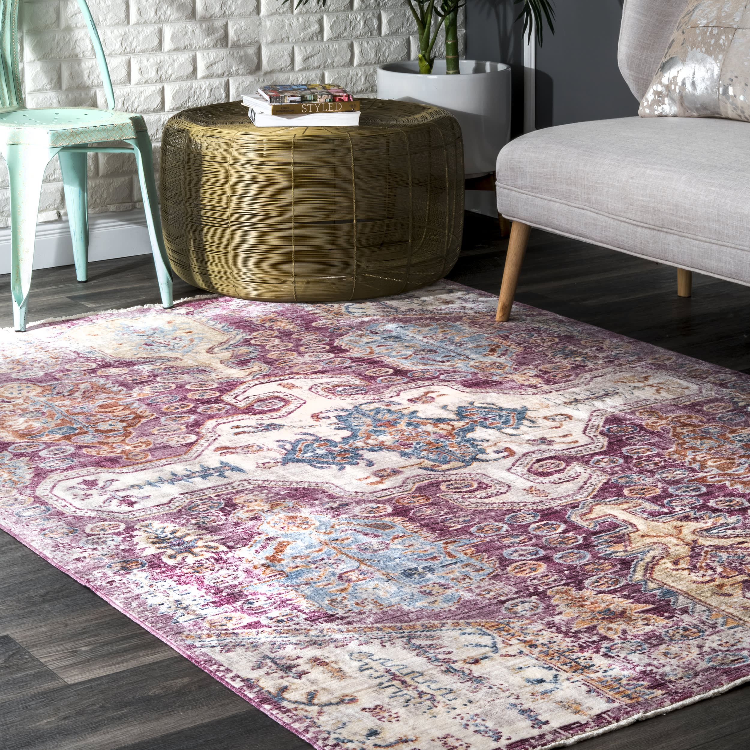 Faded Gabbeh Fringe Rug | Pink - Image 2