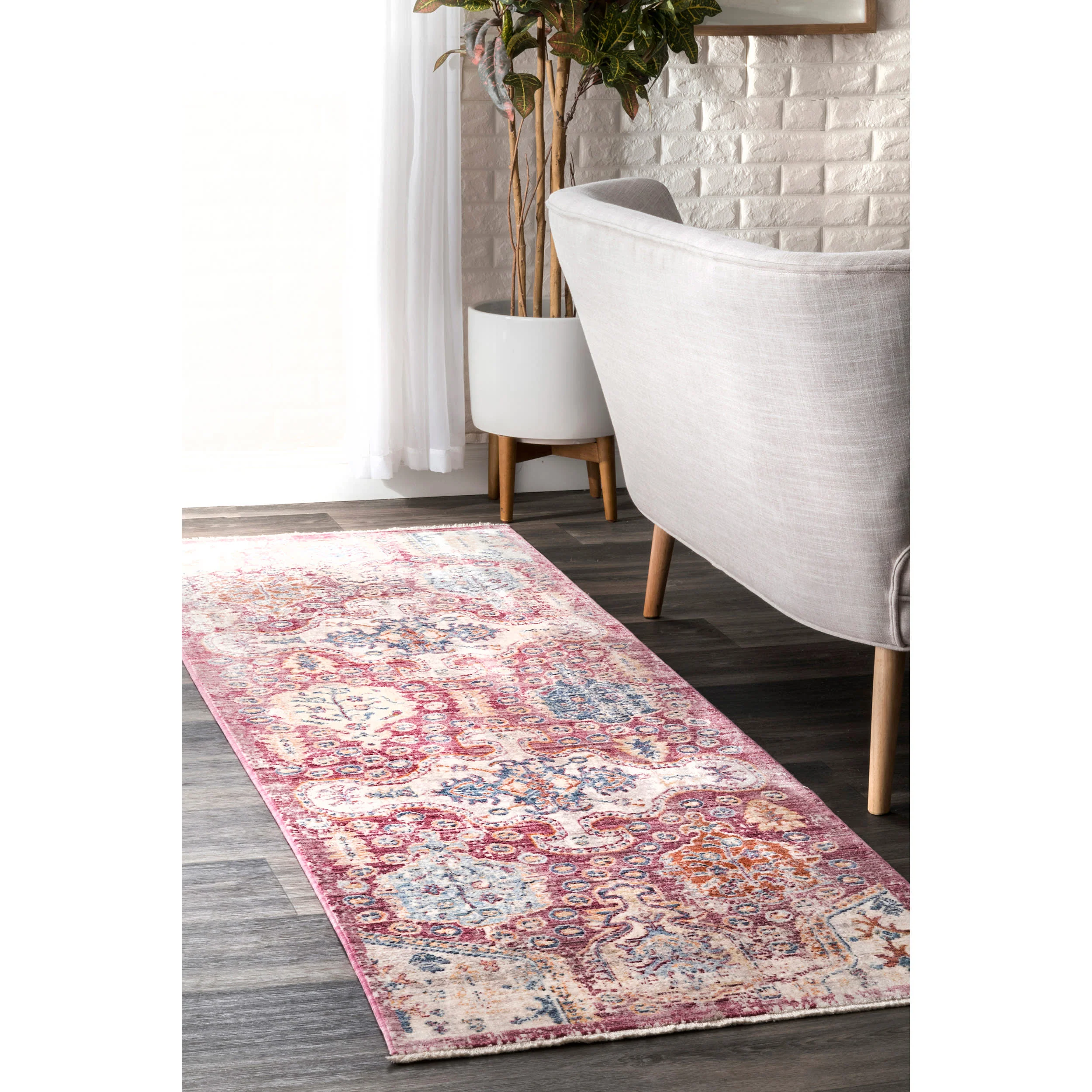 Faded Gabbeh Fringe Rug | Pink - Image 2