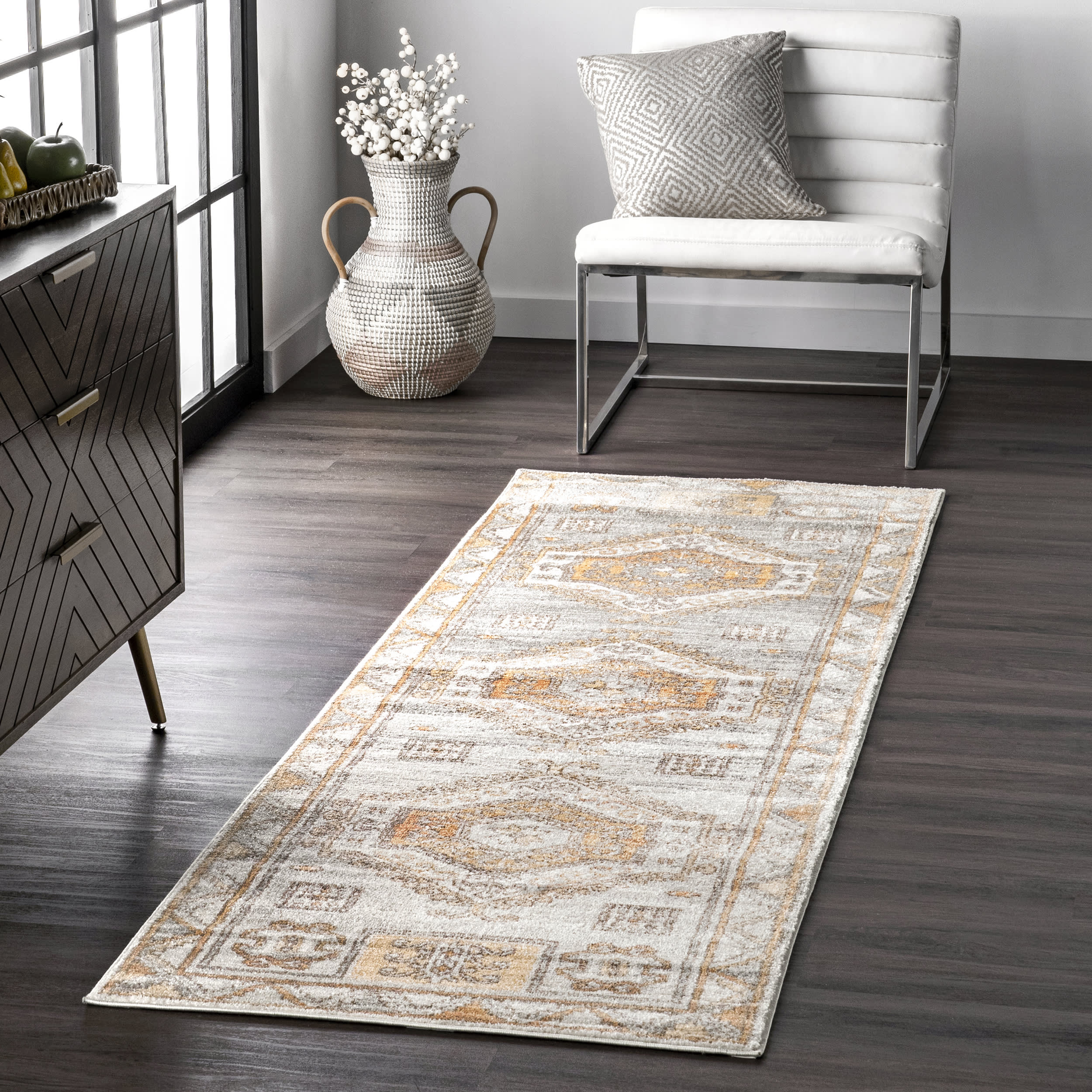 Faded Geometric Rug | Orange - Image 2