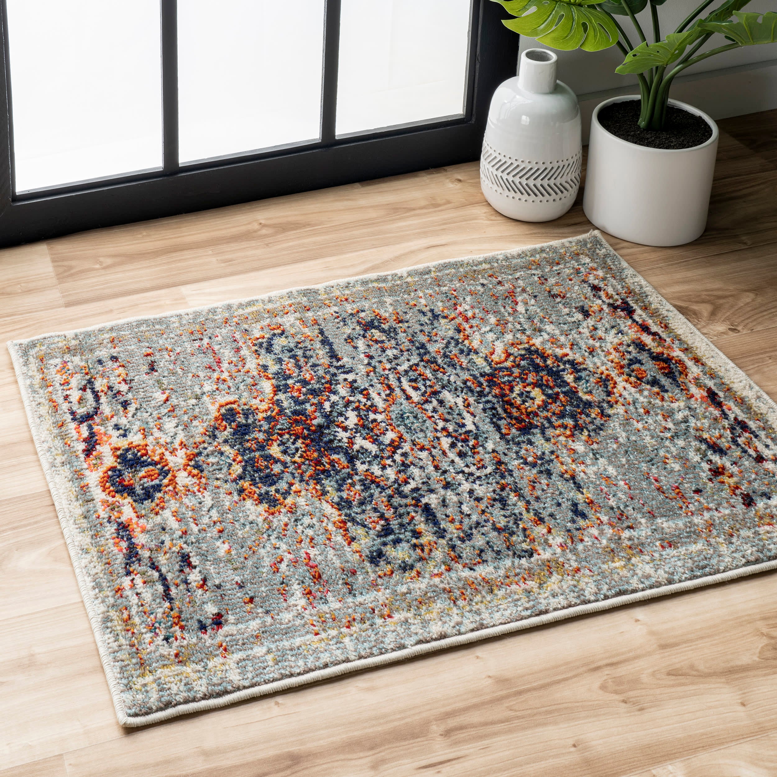 Faded Gothic Medallion Rug | Grey - Image 6