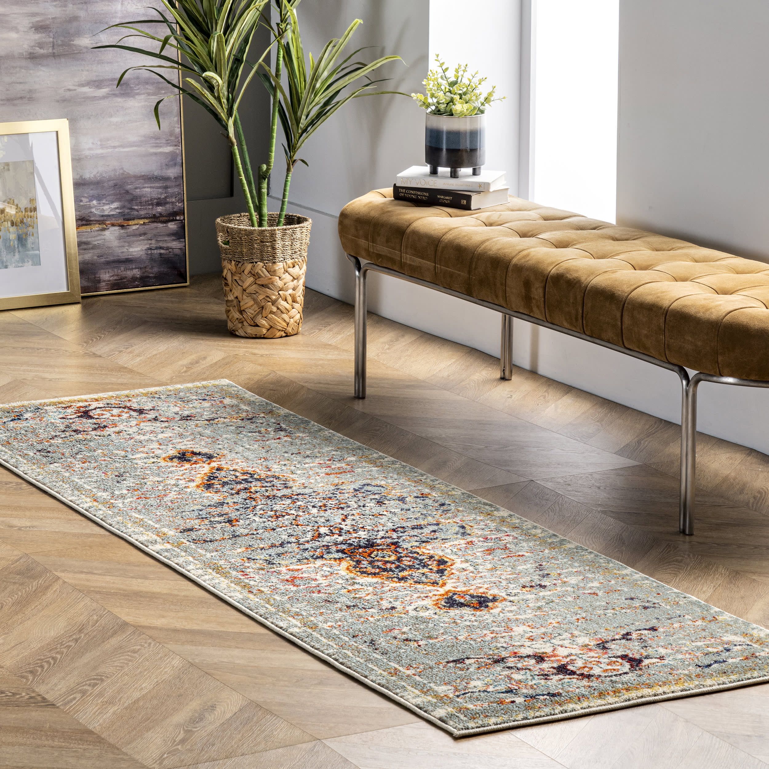 Faded Gothic Medallion Rug | Grey - Image 2