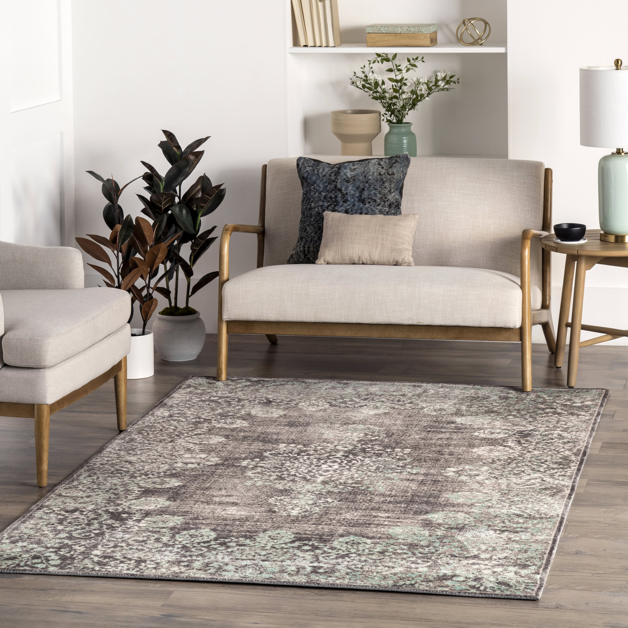 Faded Lace Rug | Teal - Image 2
