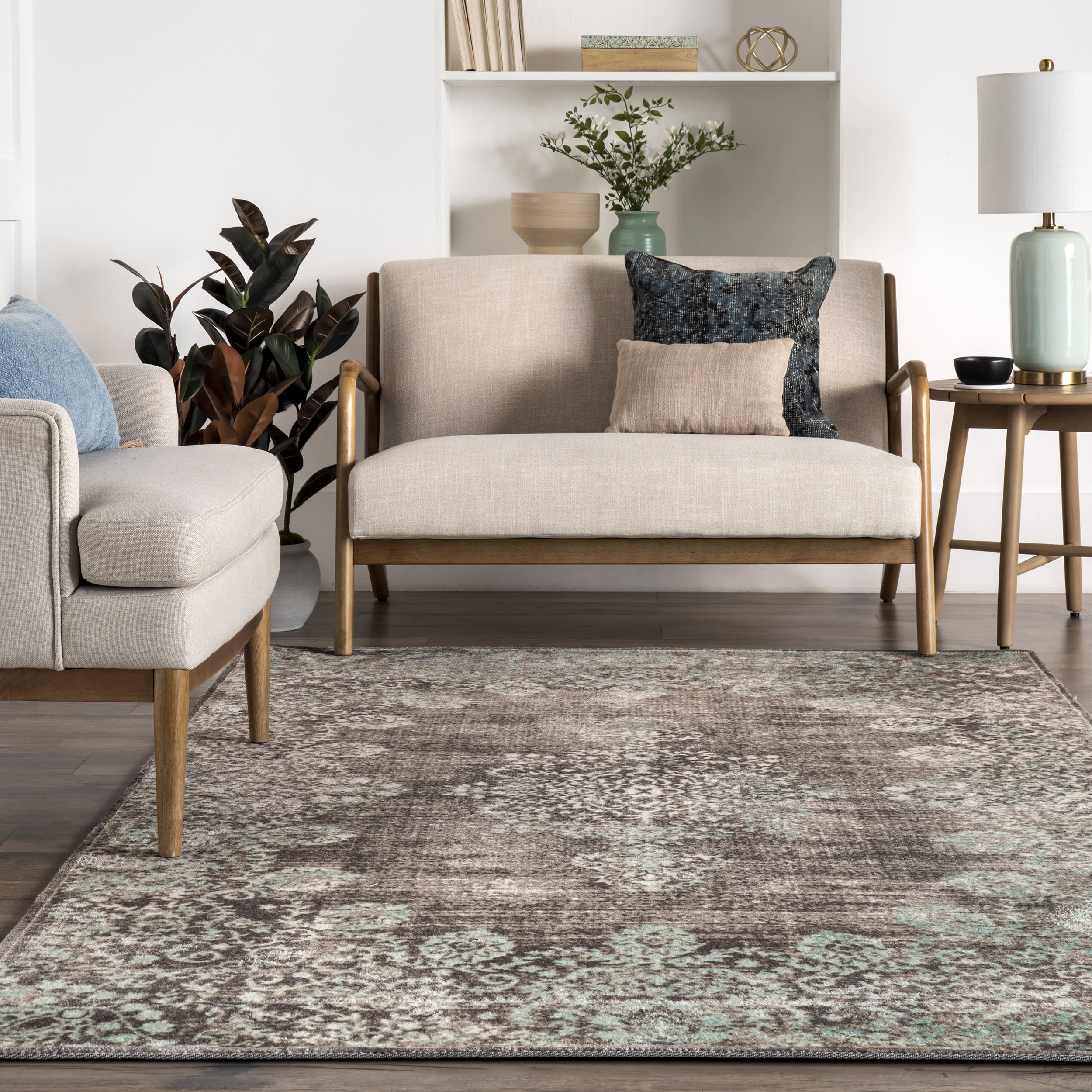 Faded Lace Rug | Teal - Image 4