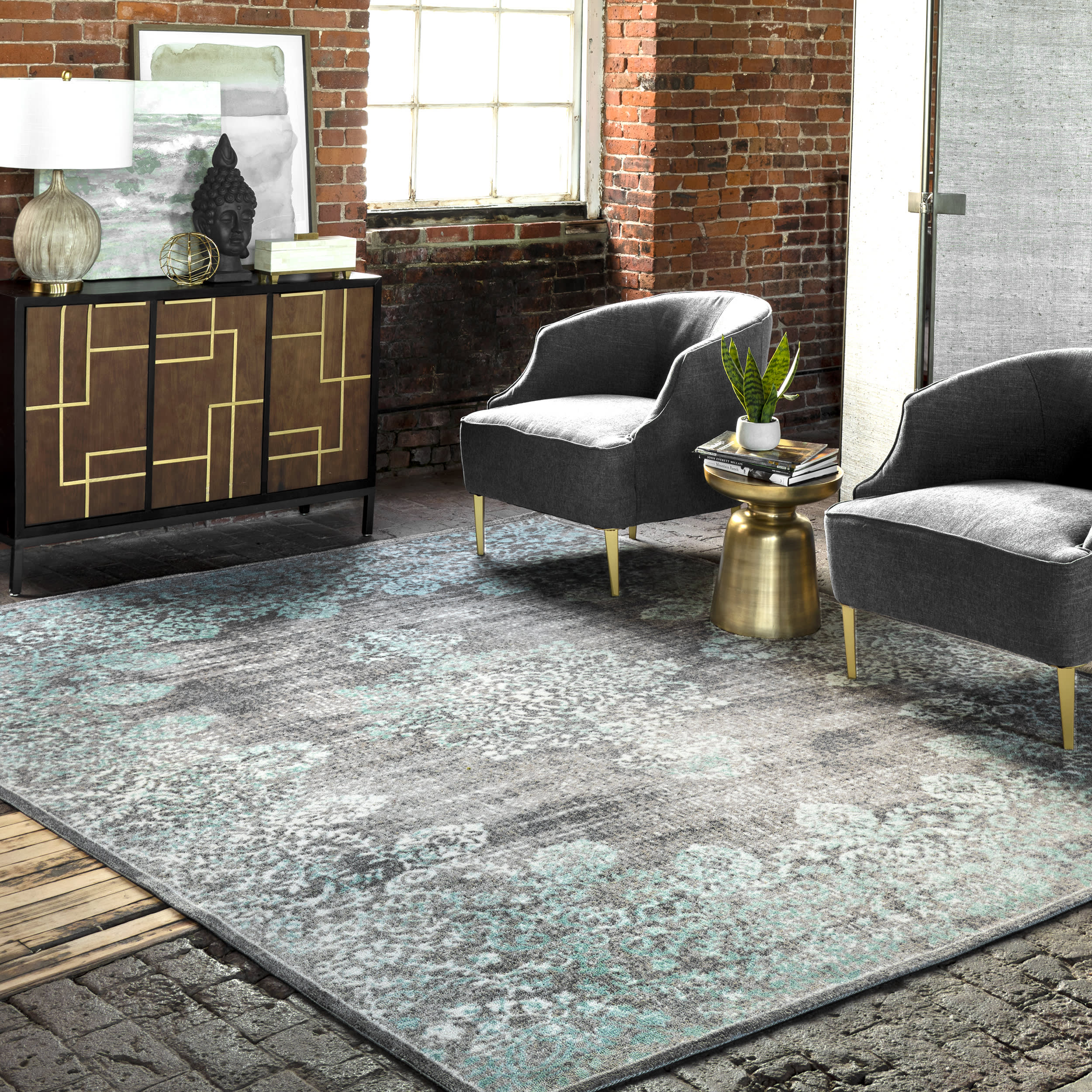 Faded Lace Rug | Teal - Image 6