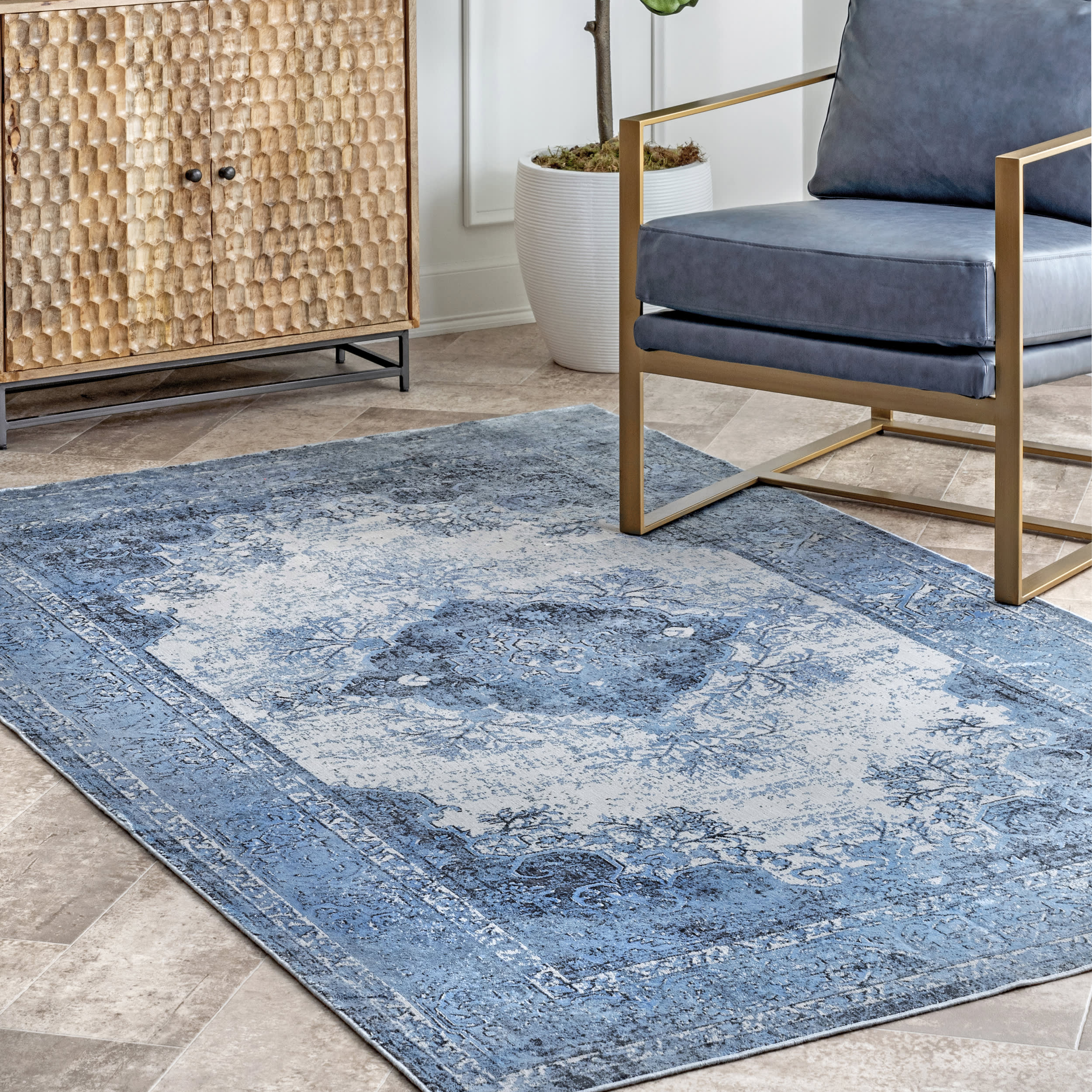 Faded Medallion Rug | Blue - Image 2
