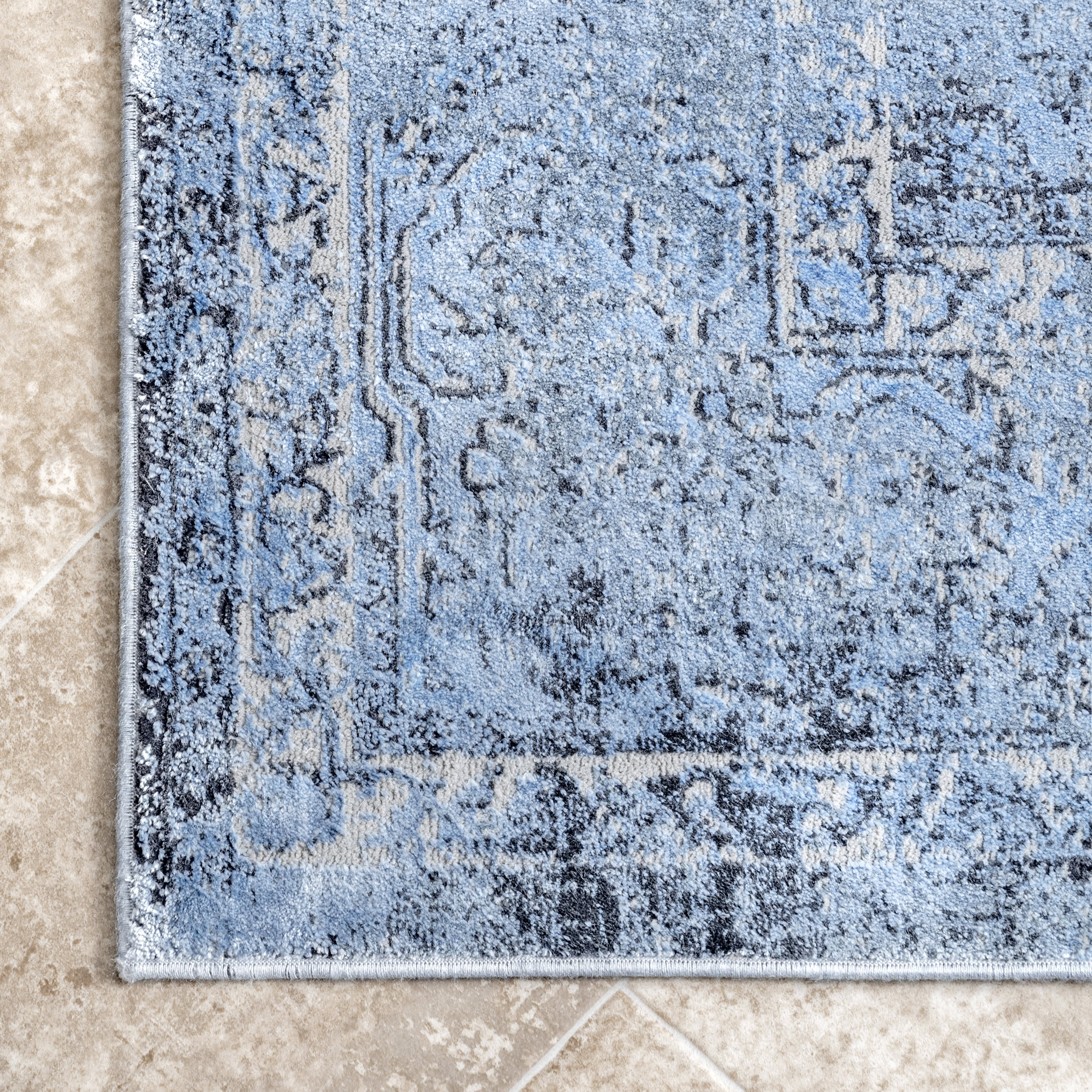 Faded Medallion Rug | Blue - Image 3
