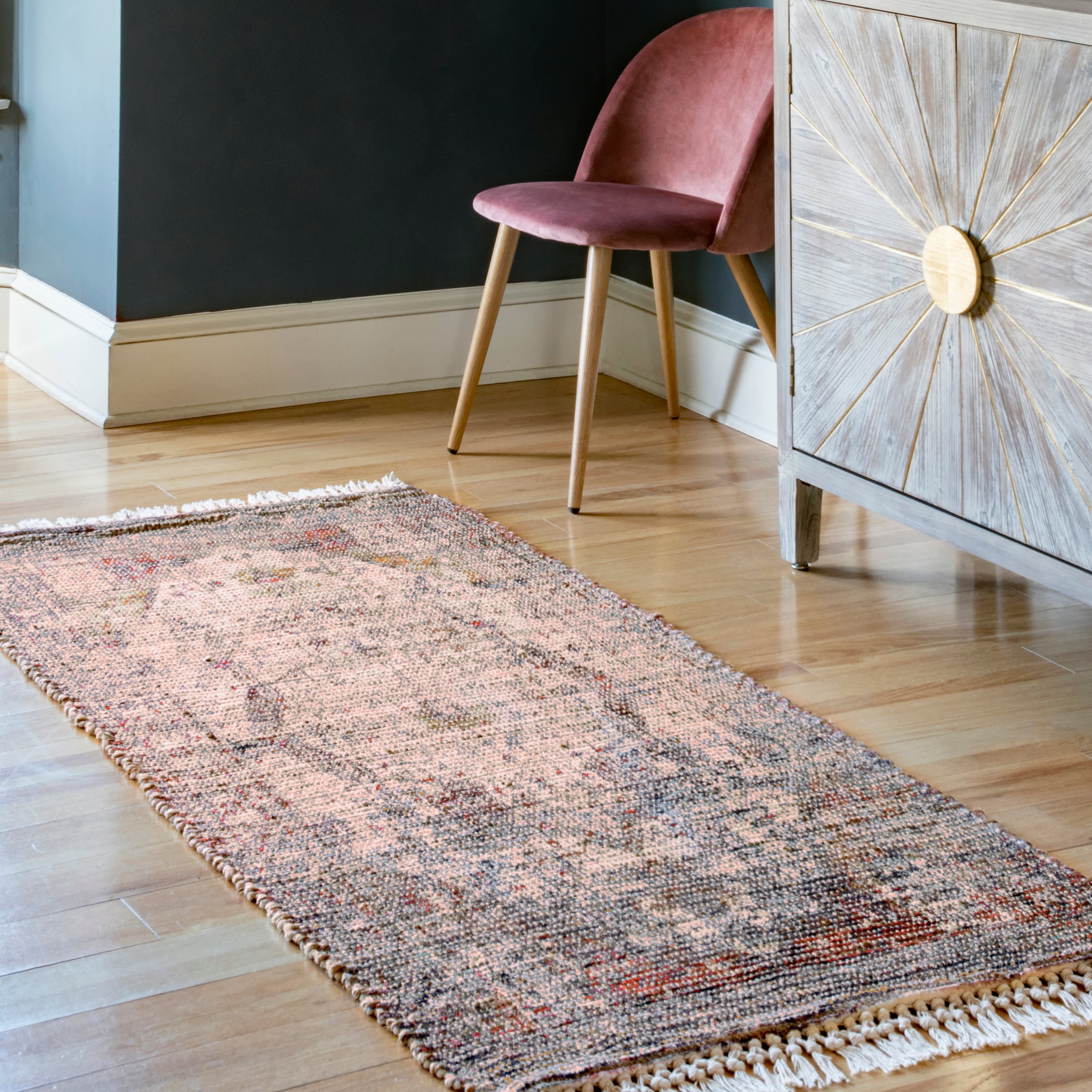 Faded Medallion Tassel Rug | Multicolor - Image 2