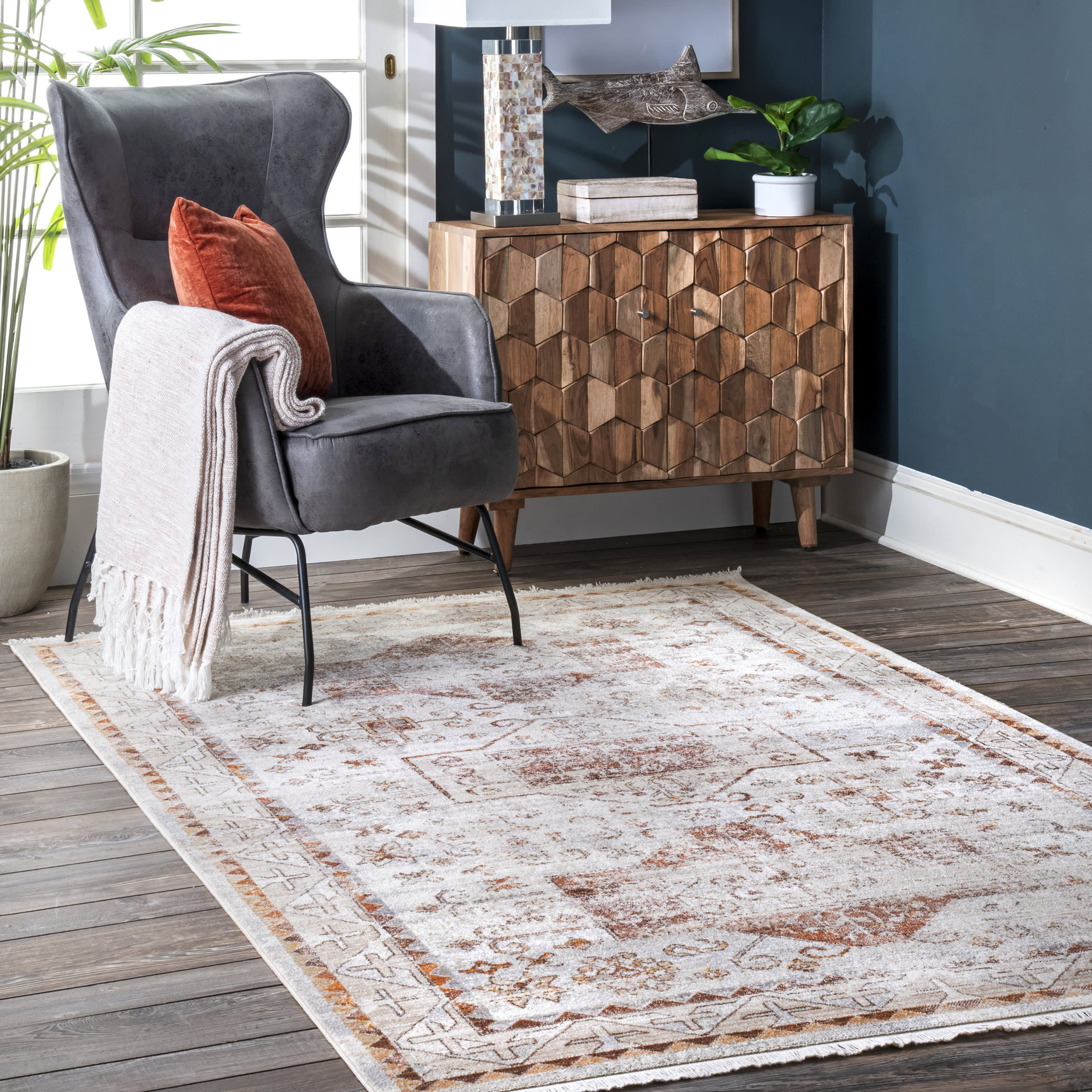 Faded Native Panels Rug | Beige - Image 2