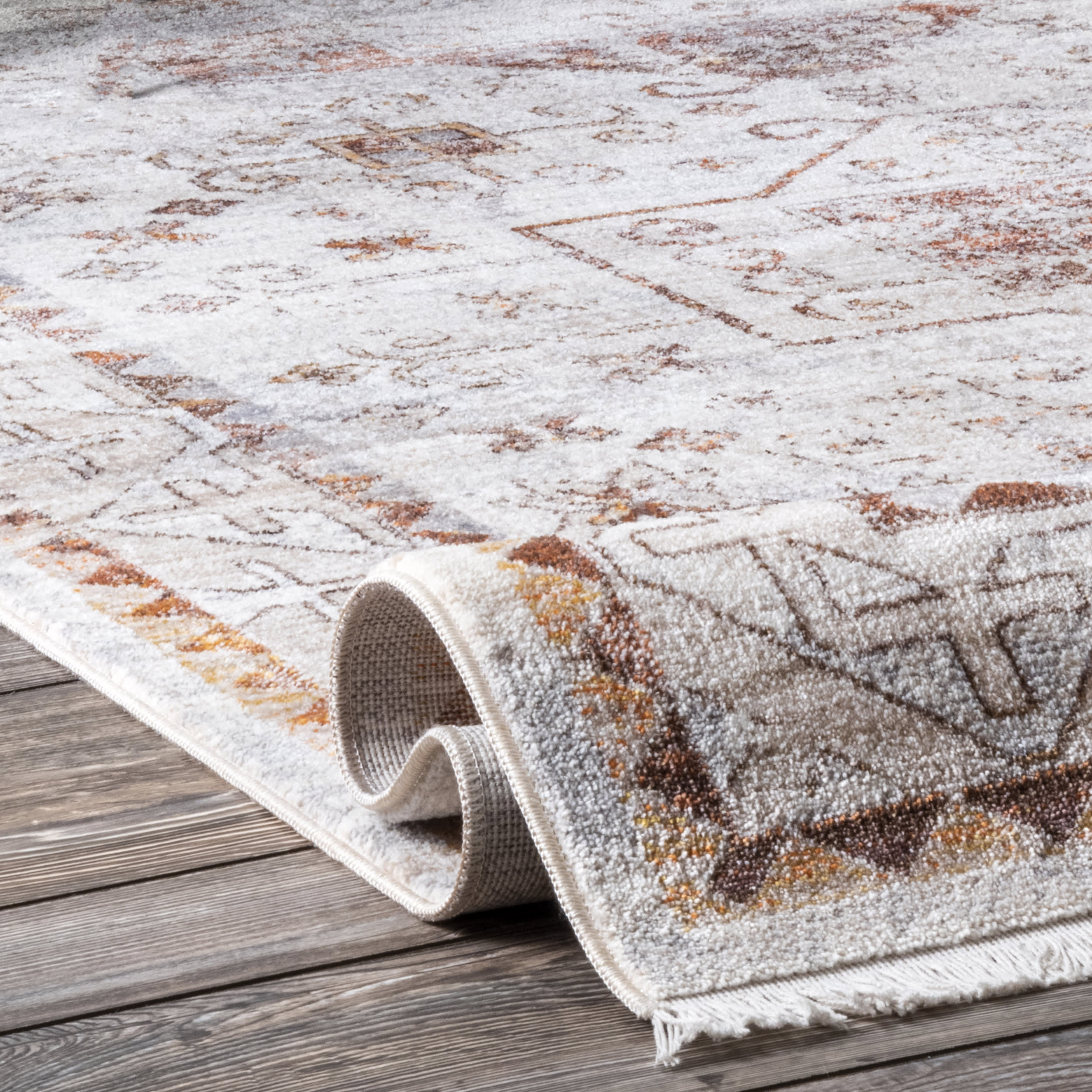 Faded Native Panels Rug | Beige - Image 6
