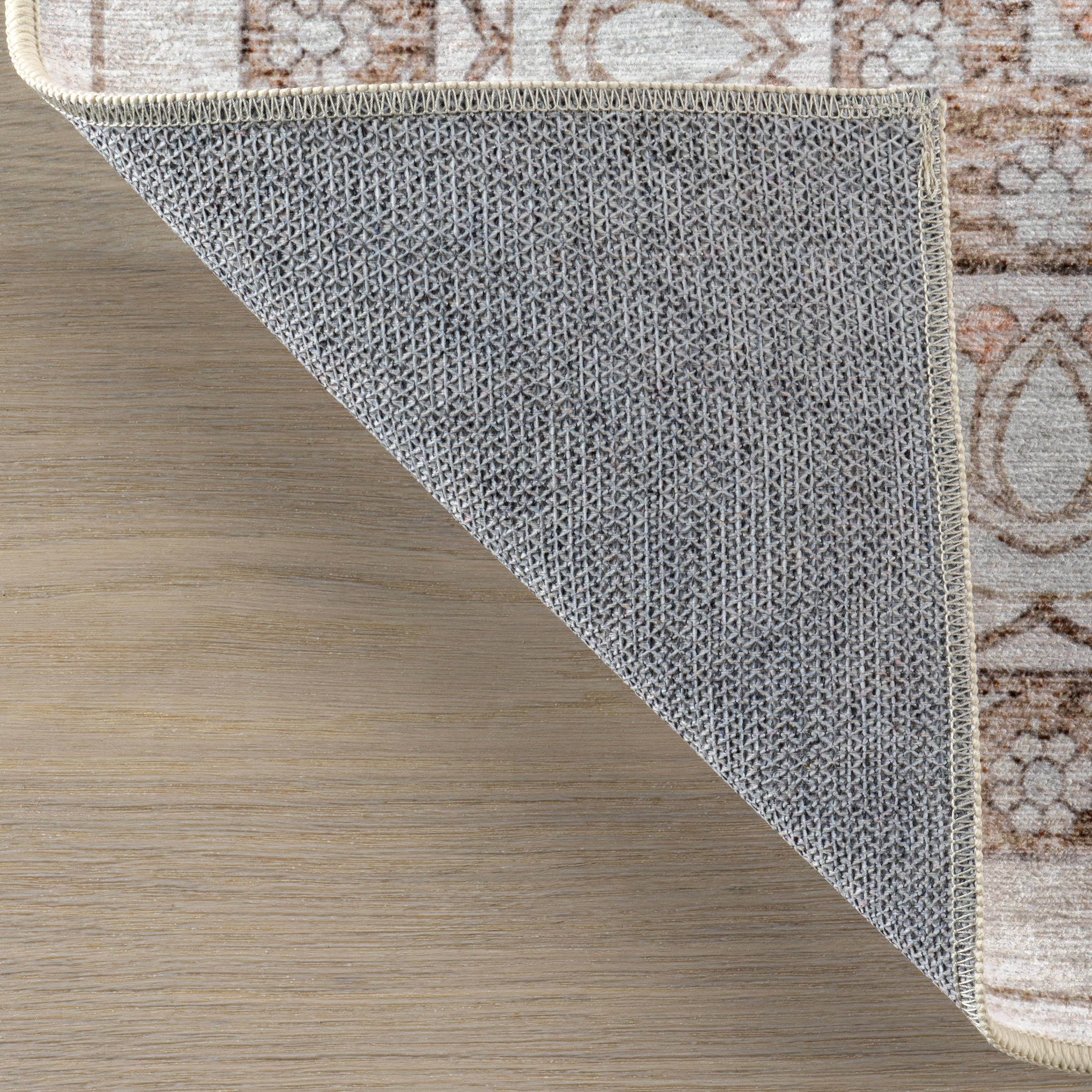 Faded Rosette Spill Proof Washable Rug | Peach - Image 7