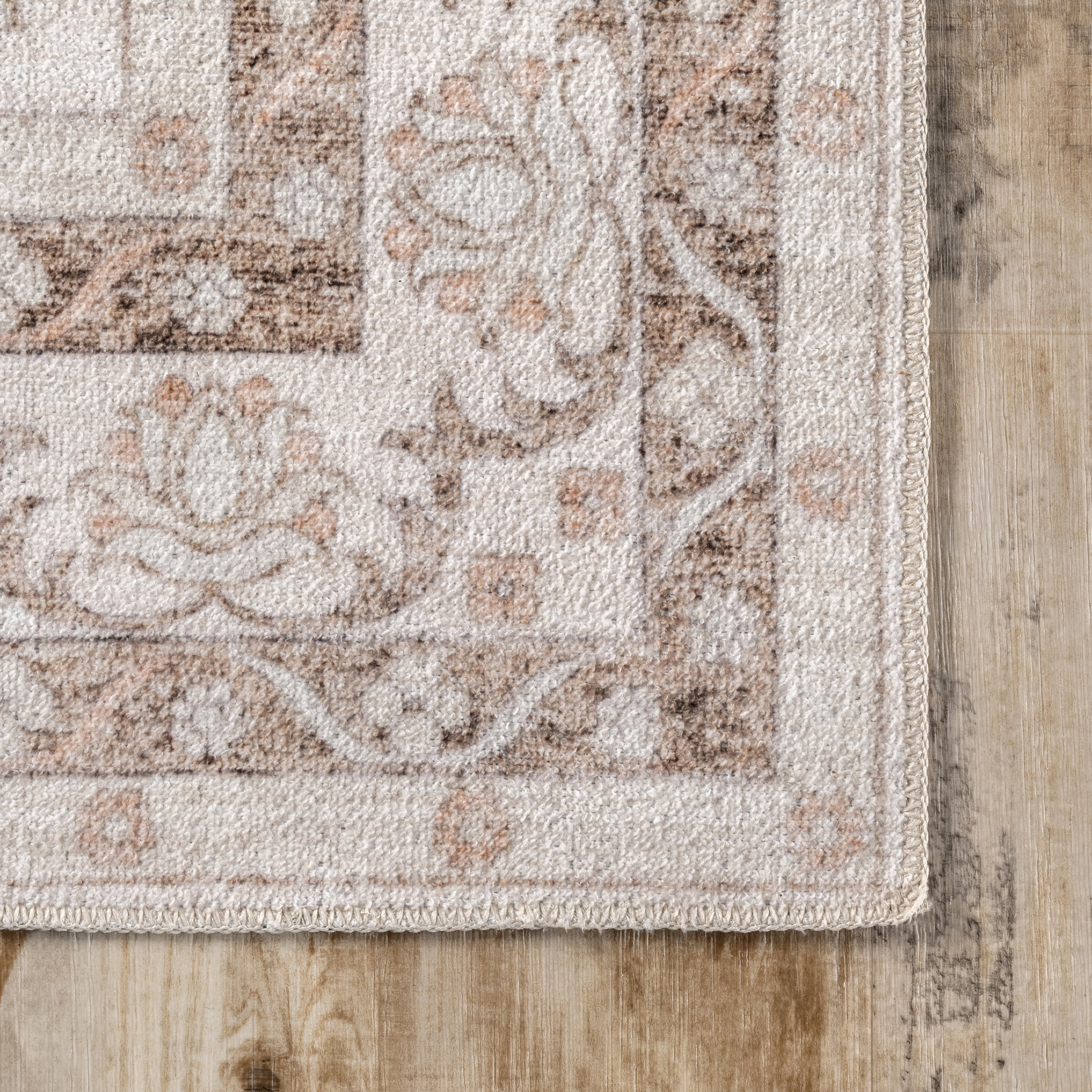 Faded Rosette Washable Rug | Peach - Image 3