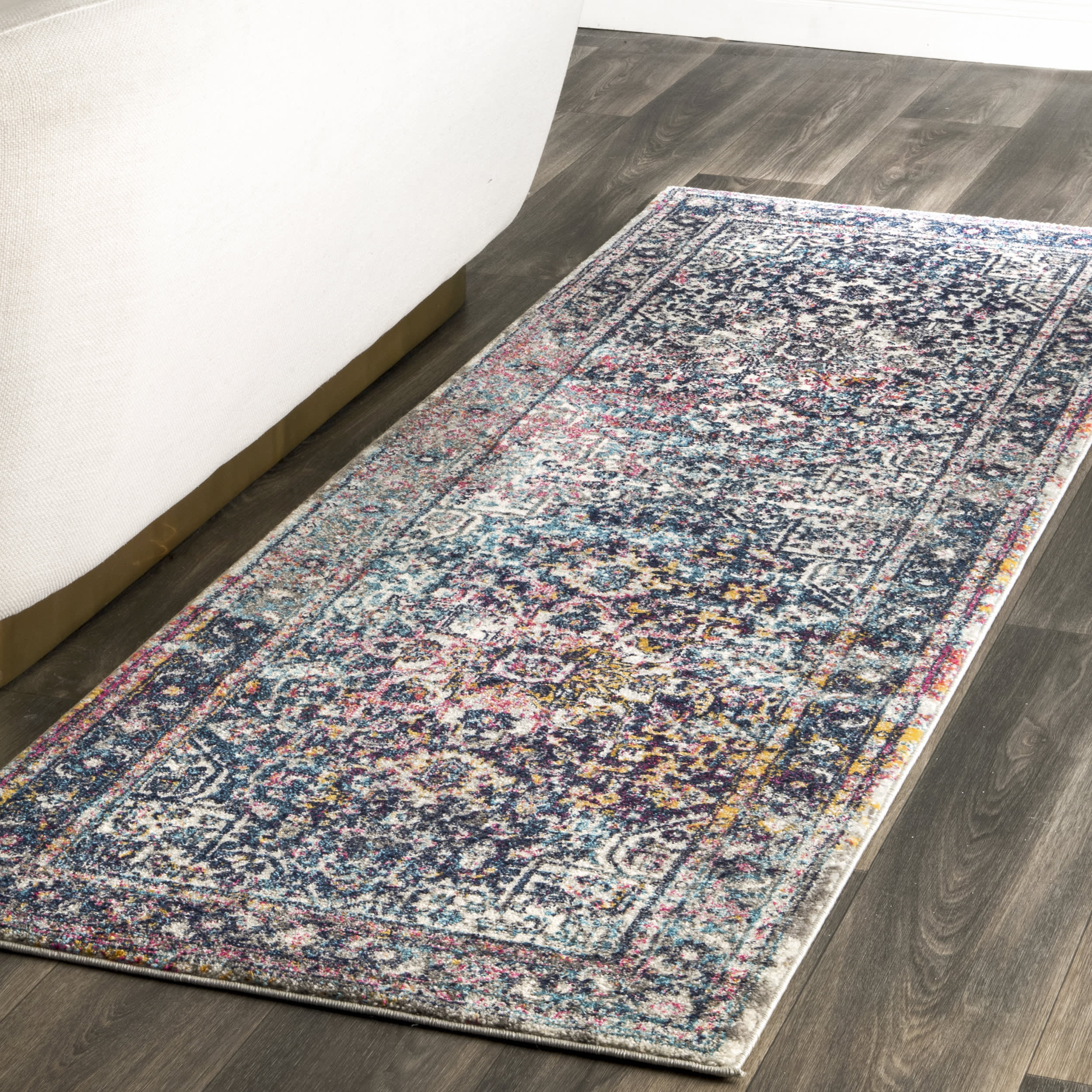 Faded Star Petal Emblem Rug | Blue - Image 2