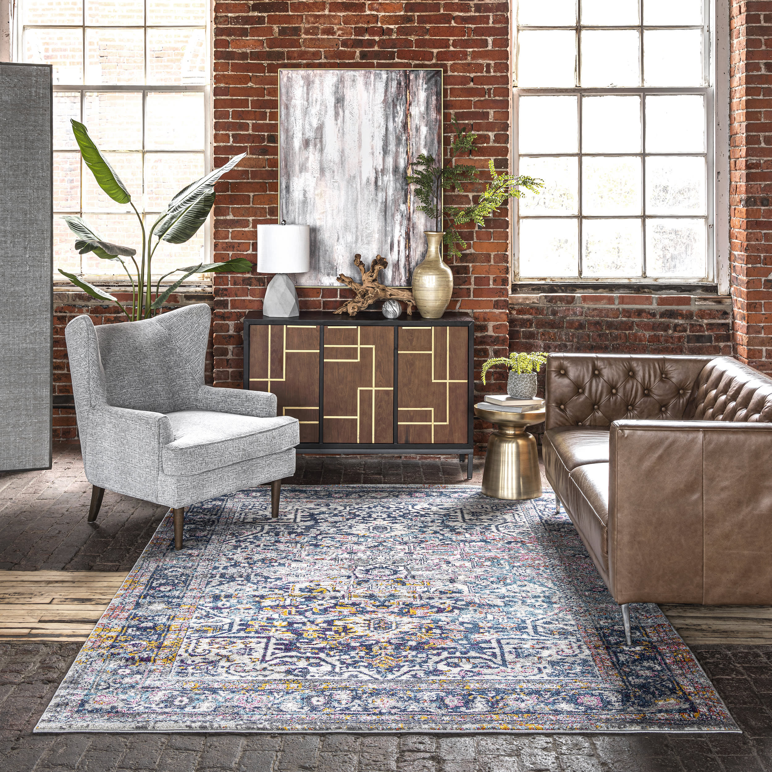 Faded Star Petal Emblem Rug | Blue - Image 6