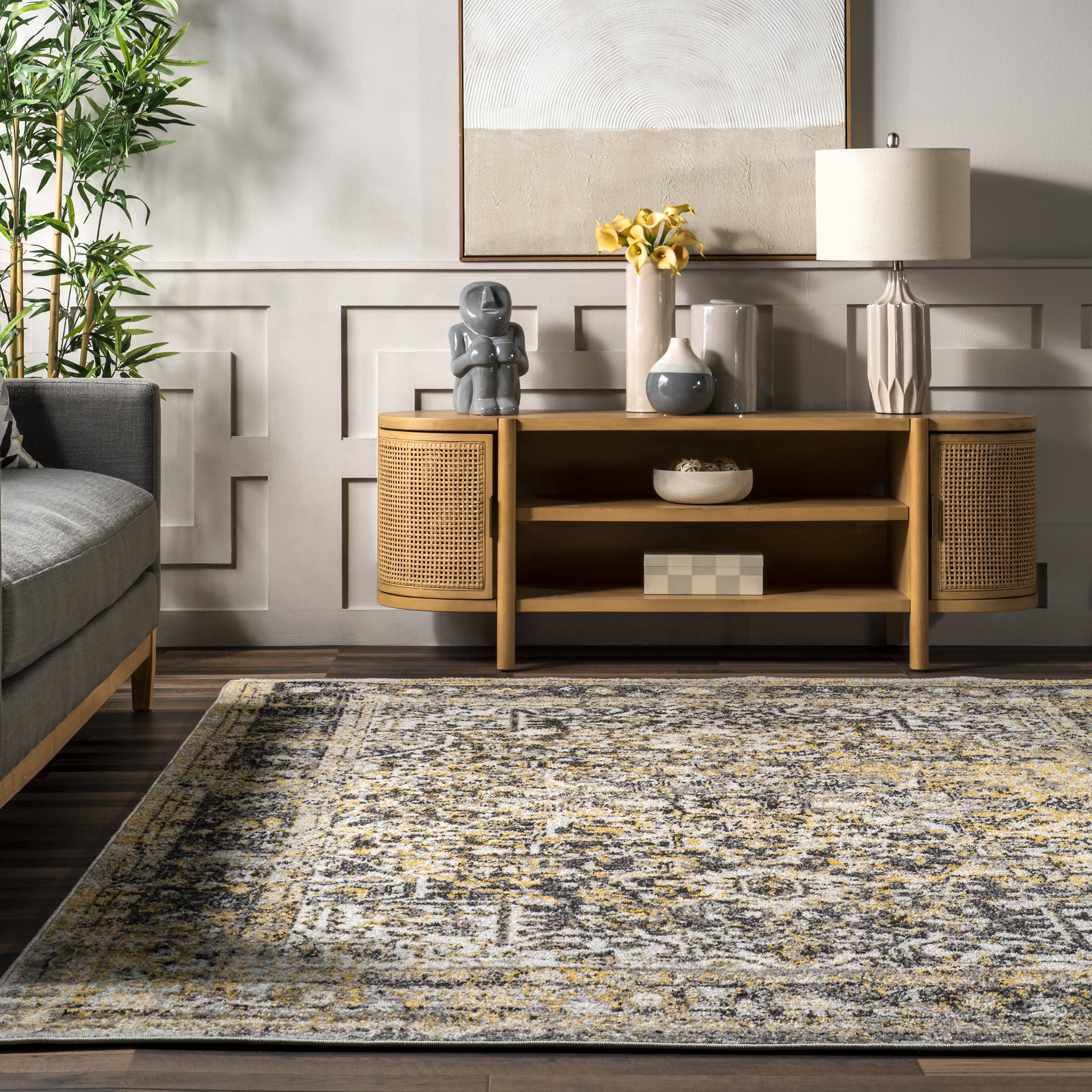 Faded Star Petal Emblem Rug | Gold - Image 4
