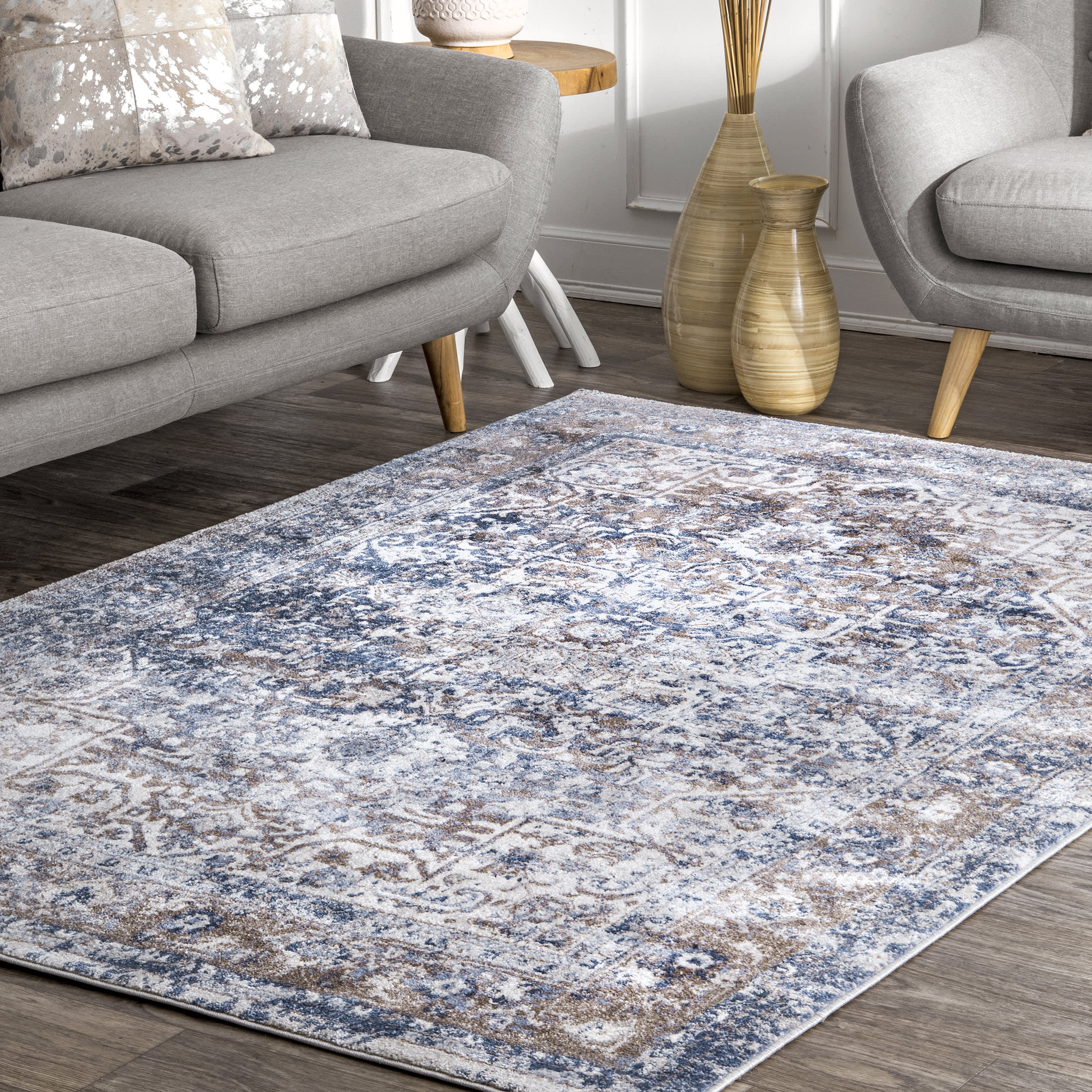 Faded Star Petal Emblem Rug | Light Blue - Image 2