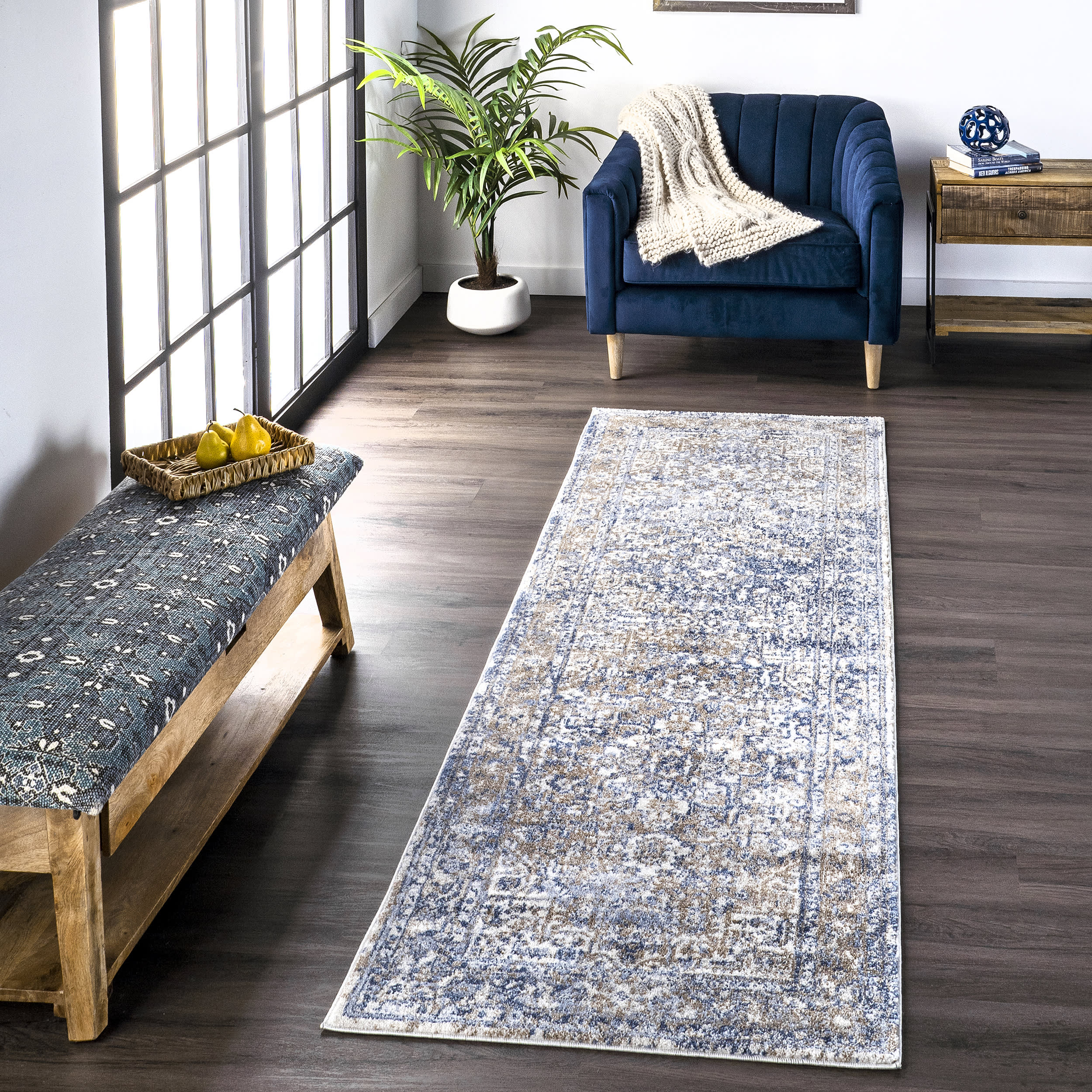Faded Star Petal Emblem Rug | Light Blue - Image 2