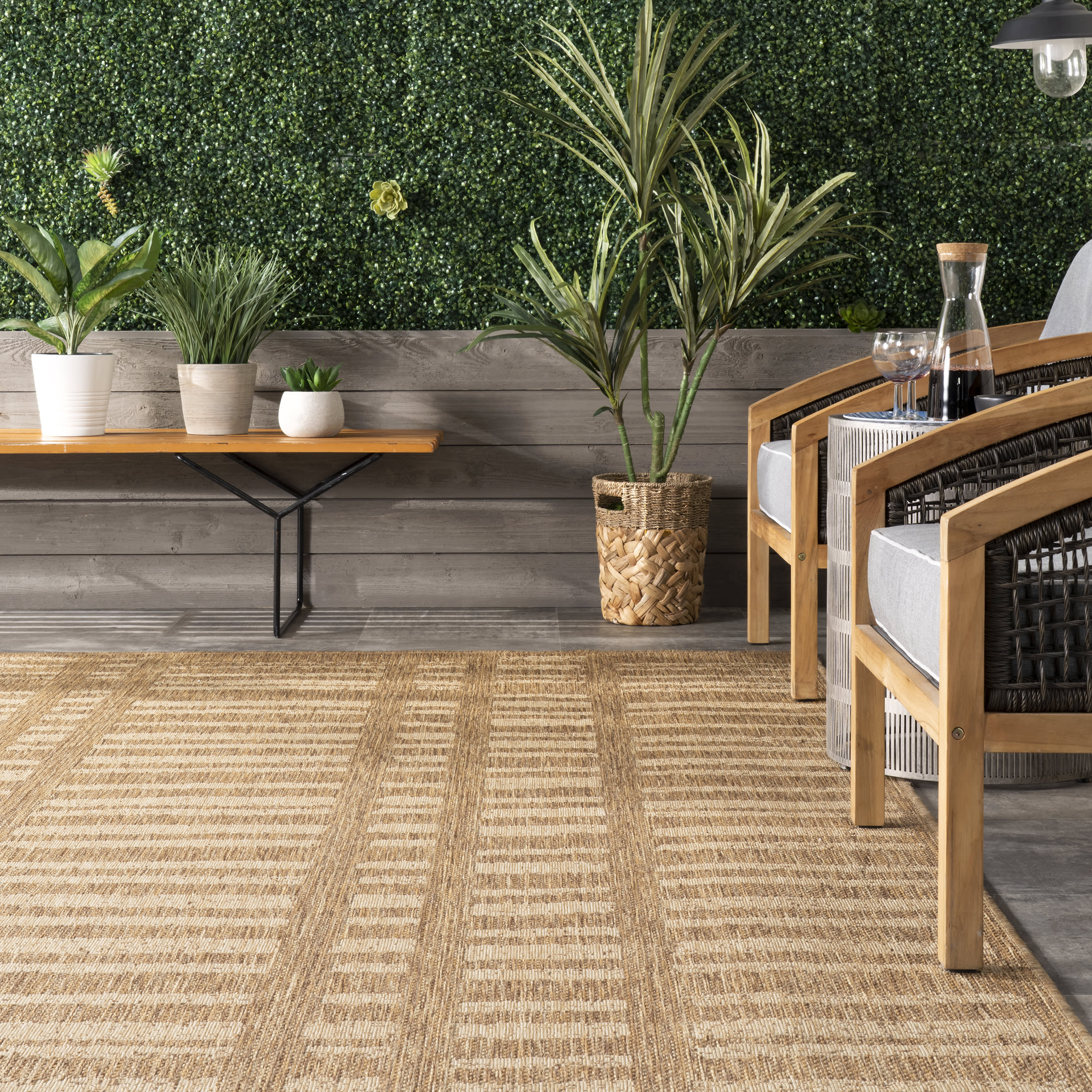 Faded Stripes Indoor/Outdoor Rug | Brown - Image 4