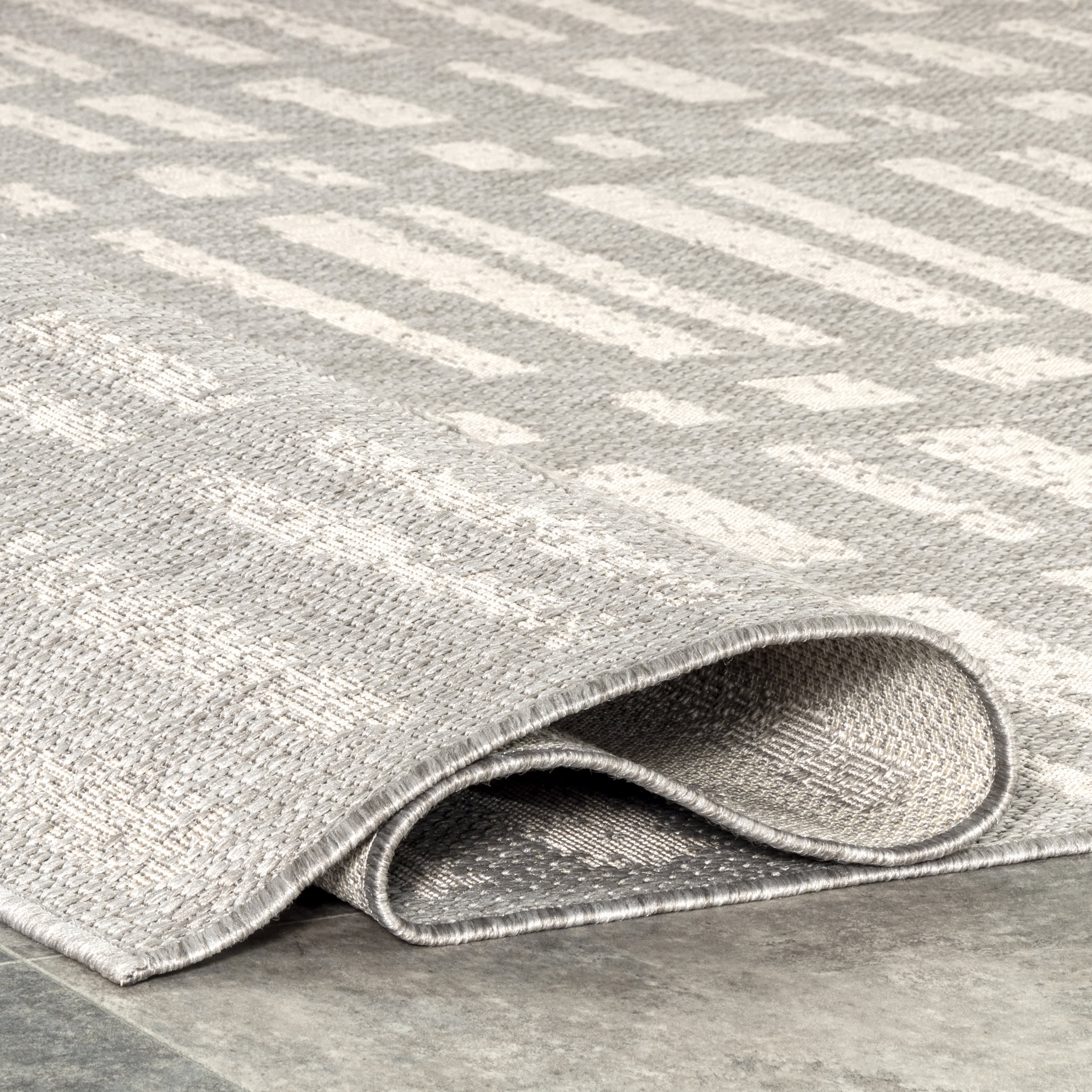 Faded Stripes Indoor/Outdoor Rug | Grey - Image 2