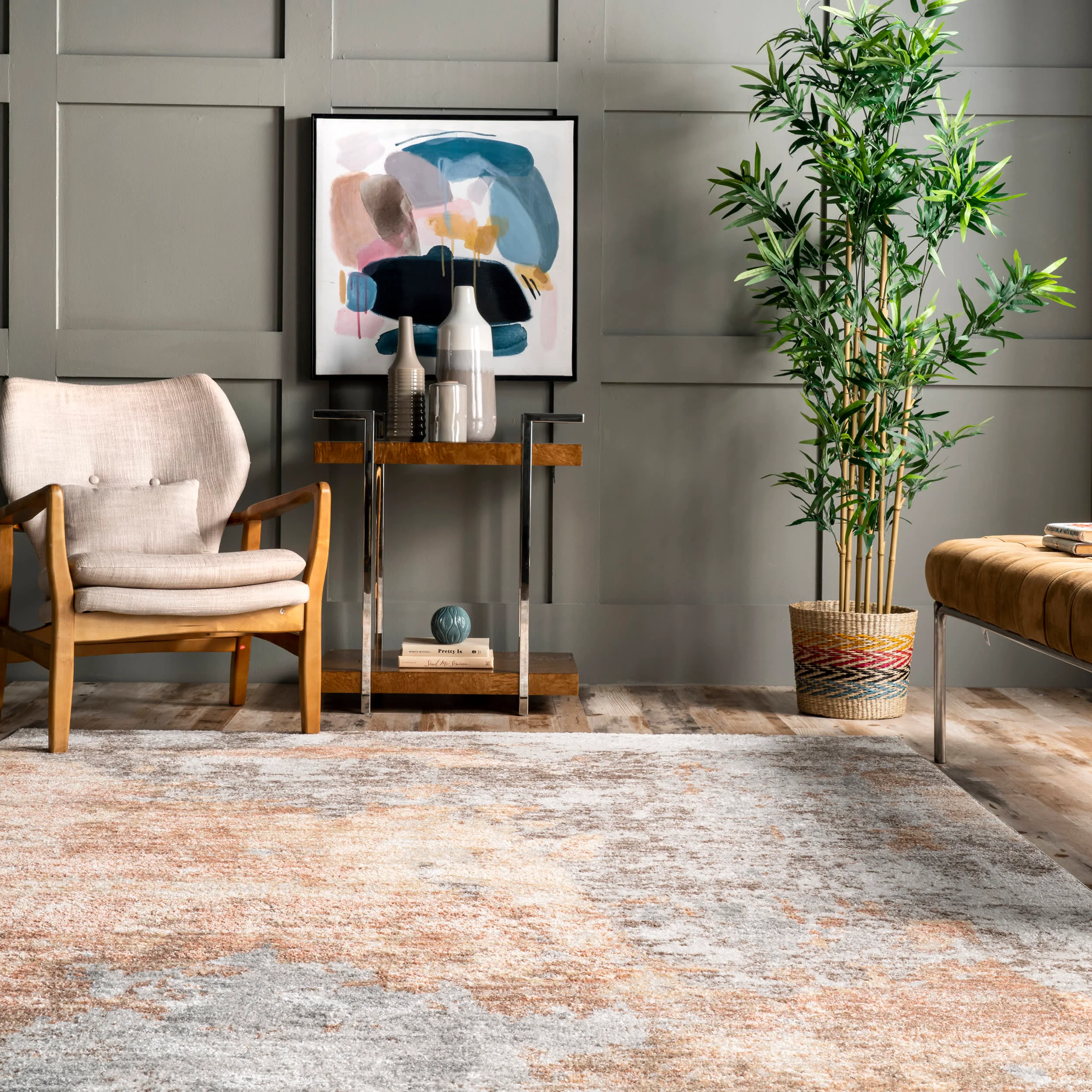 Faded Vintage Rug | Light Grey - Image 4