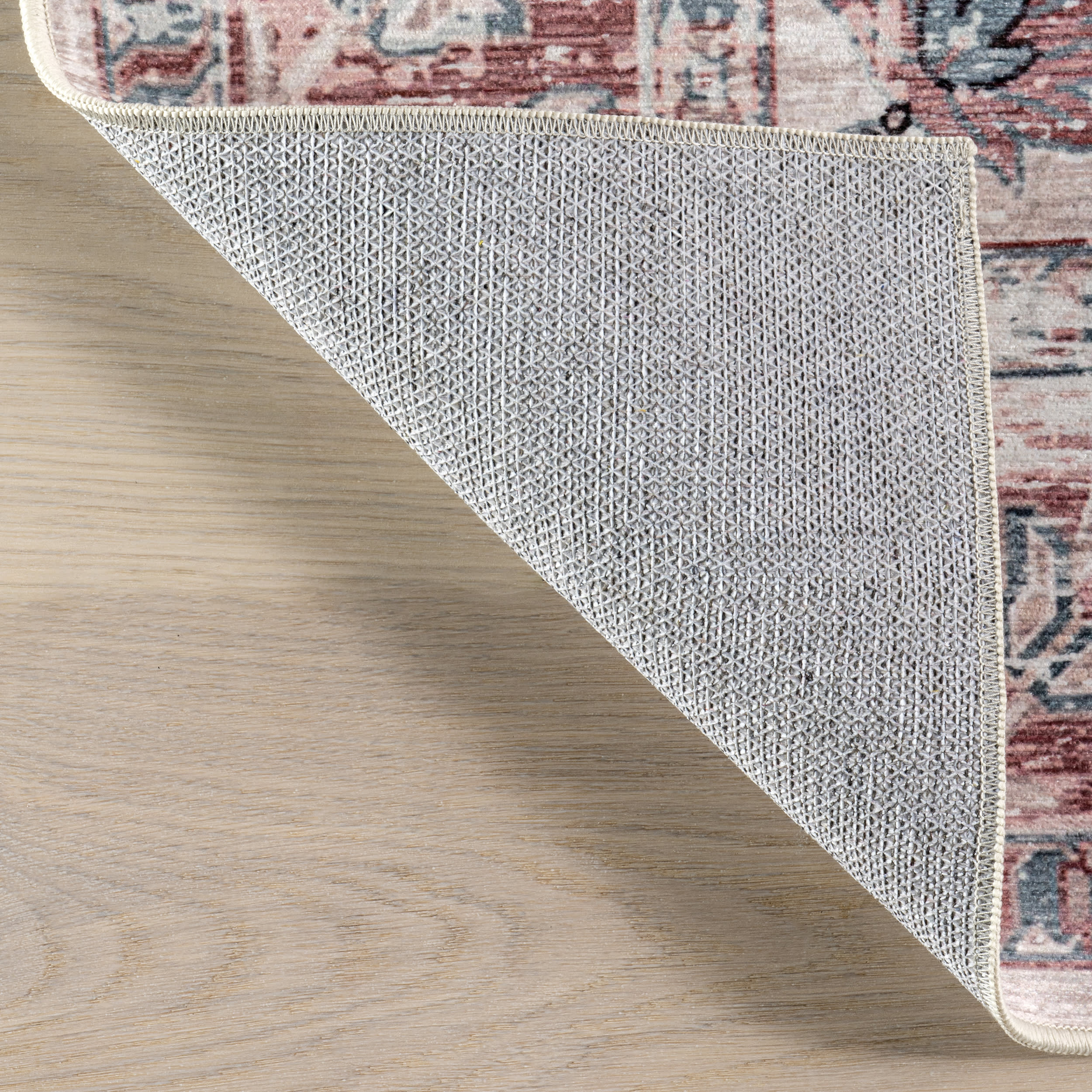 Faded Wreath Spill Proof Washable Rug | Light Grey - Image 7