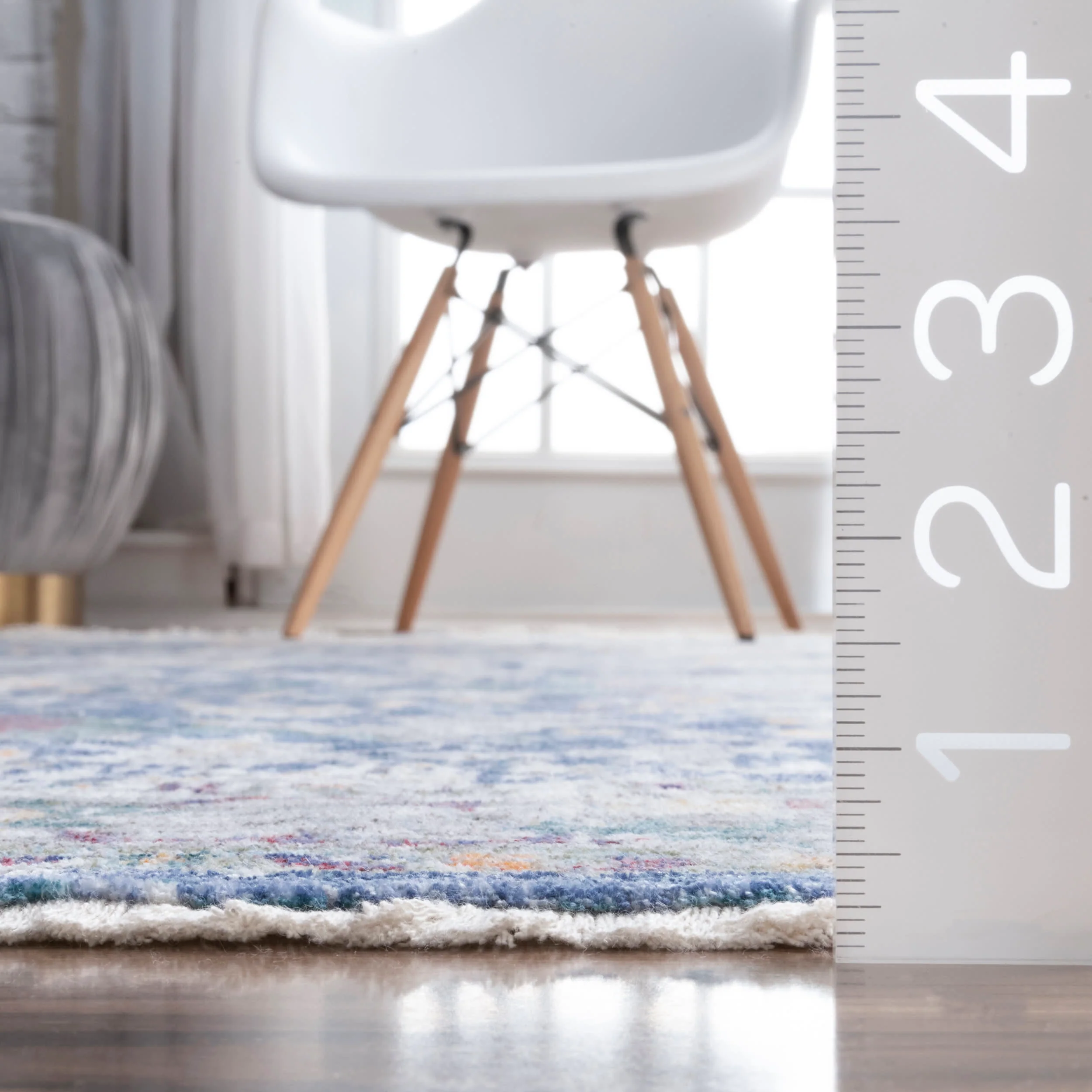 Fading Floral Fringe Rug | Blue - Image 5