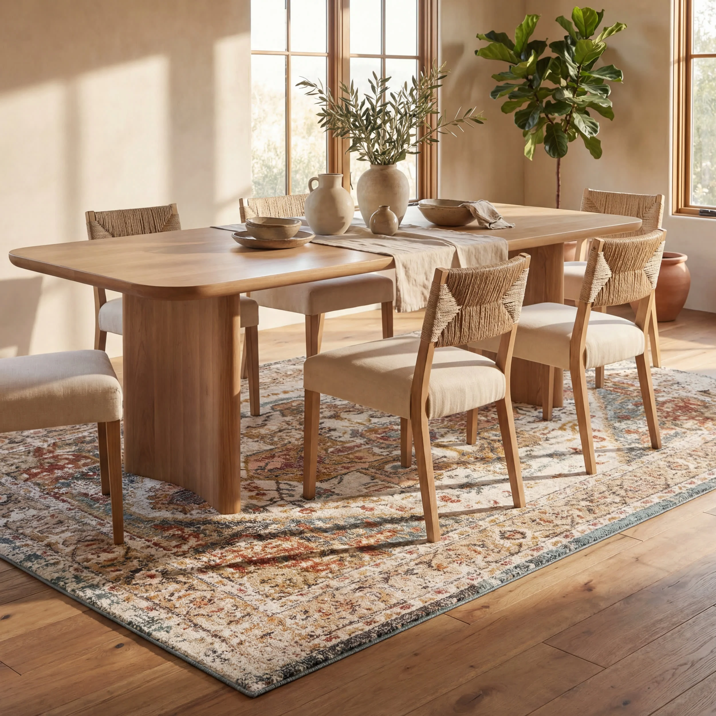 Fading Herati Medallion Rug | Beige - Image 7