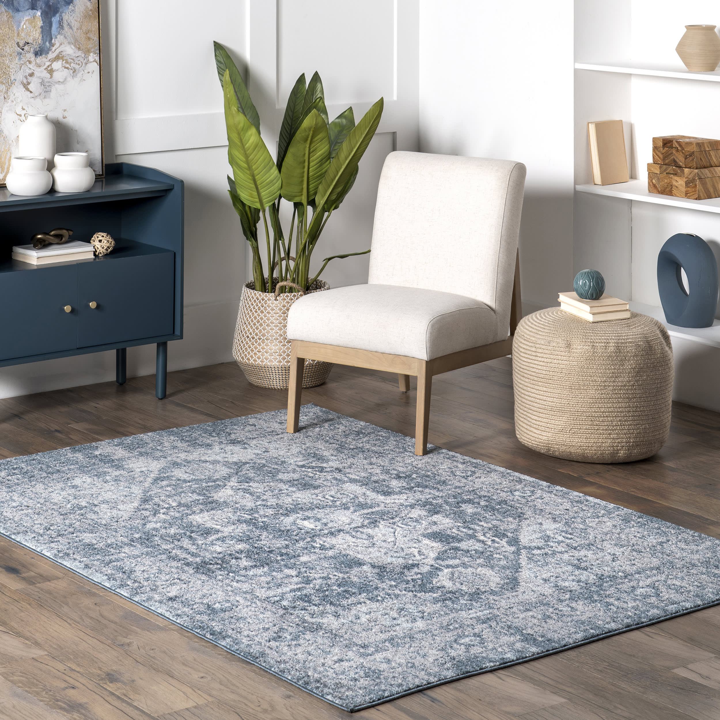 Fading Herati Medallion Rug | Blue - Image 2