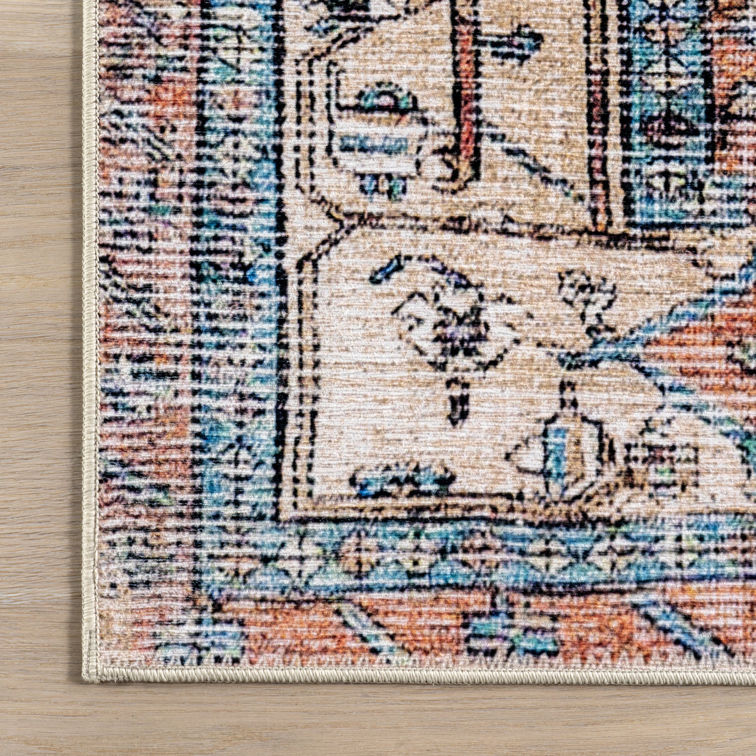 Fading Oriental Spill Proof Washable Rug | Light Rust - Image 4