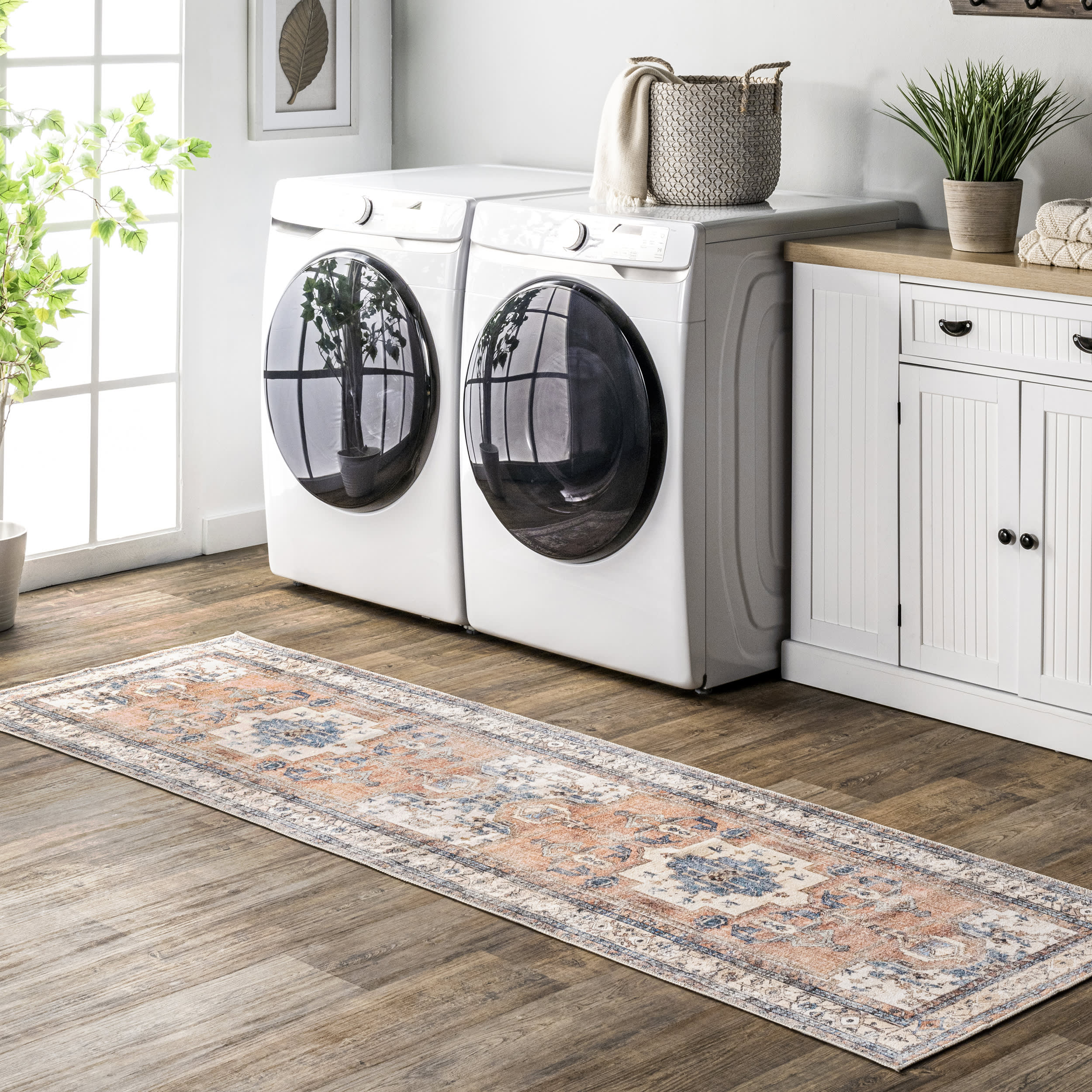 Fading Oriental Washable Rug | Light Rust - Image 2