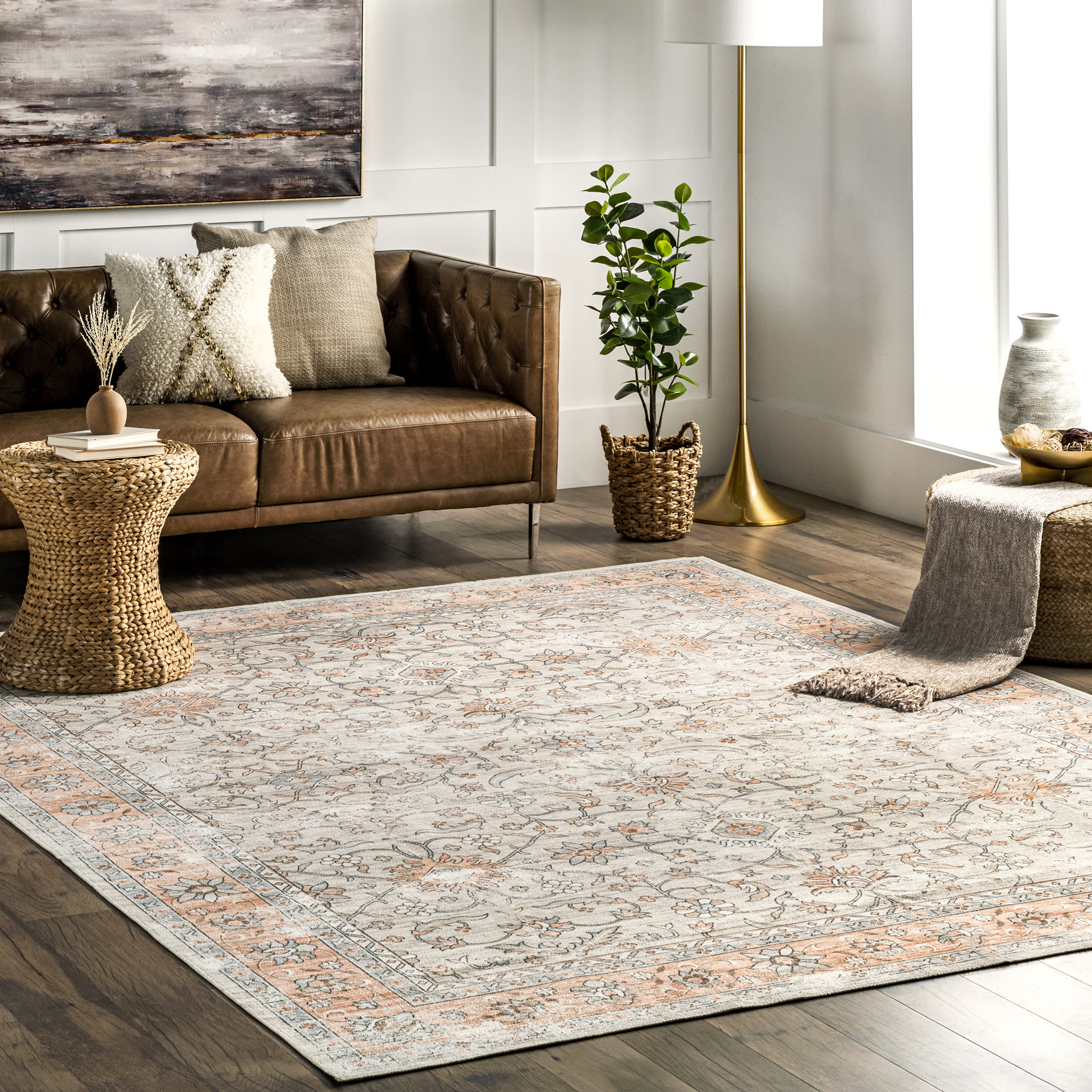 Fading Paradise Washable Rug | Light Orange - Image 2