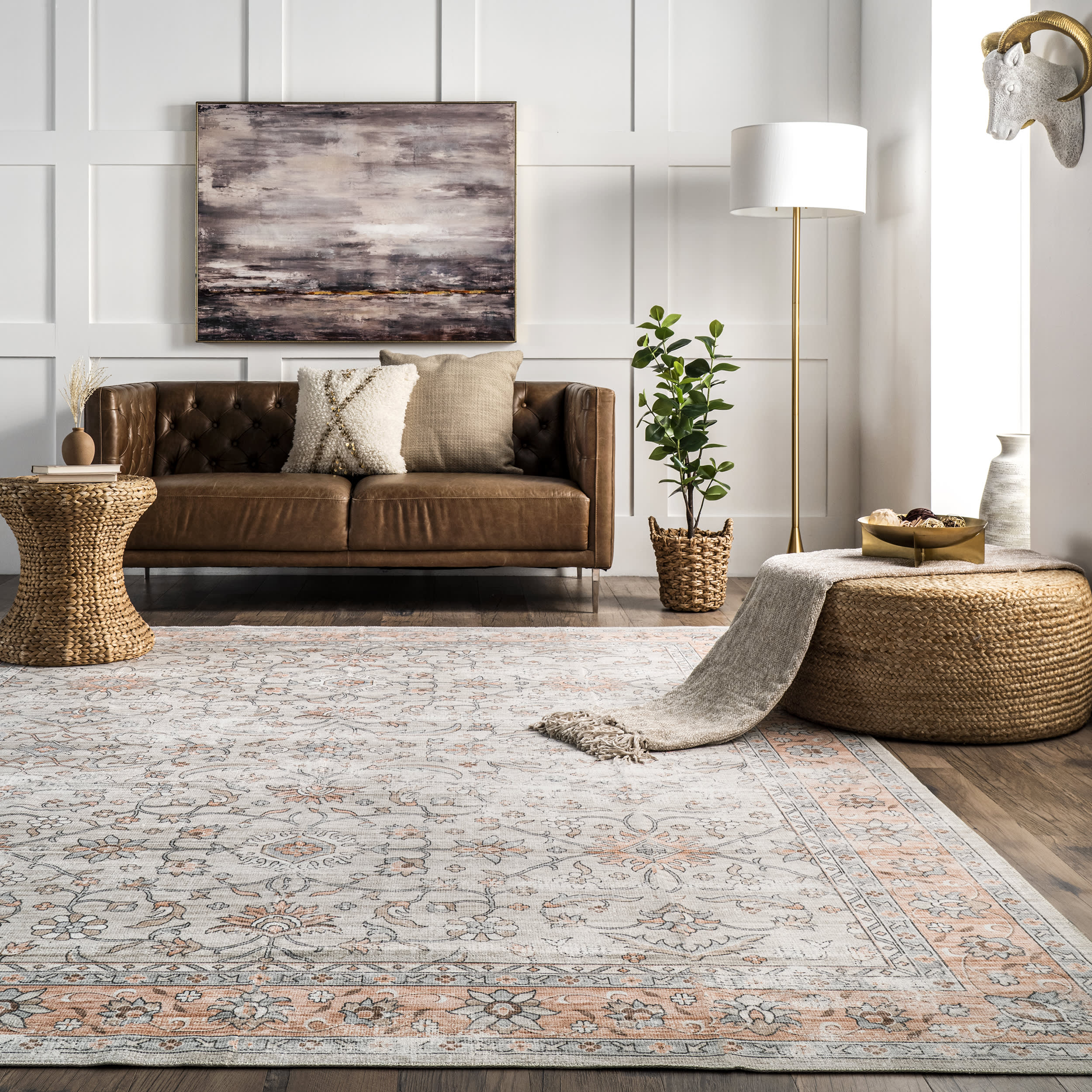 Fading Paradise Washable Rug | Light Orange - Image 4