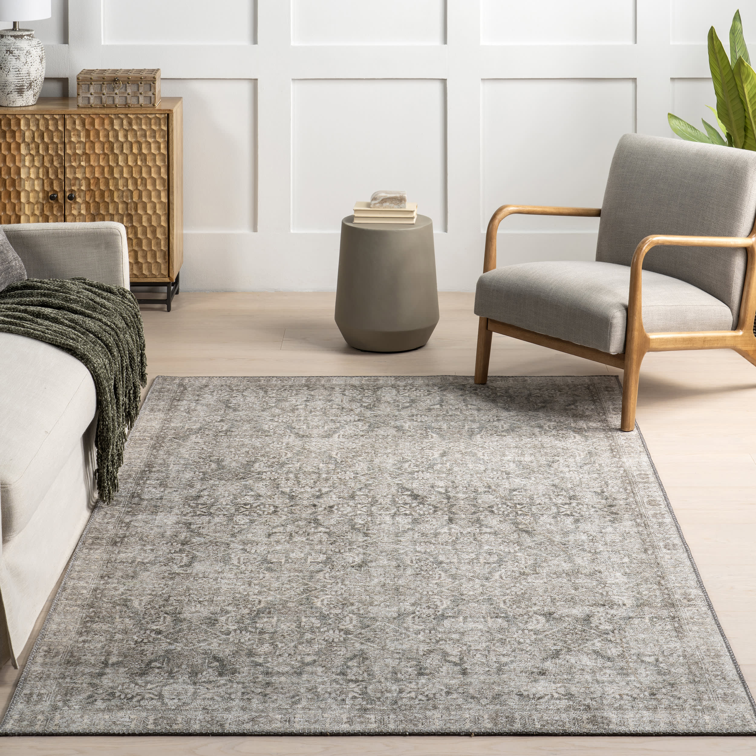 Fair Hills Antiqued Jute-Blend Rug | Grey - Image 5