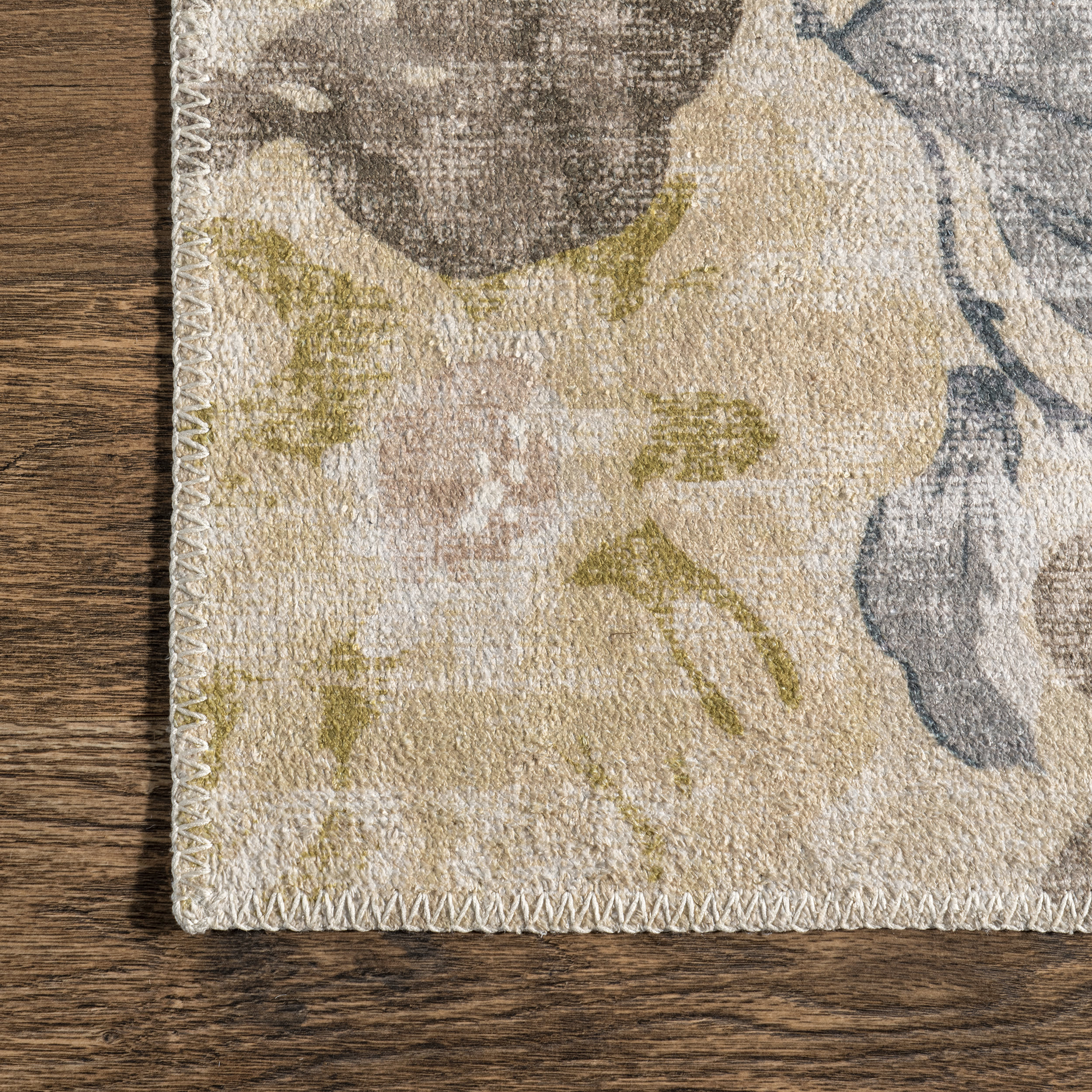 Fanya Floral Washable Rug | Beige - Image 3