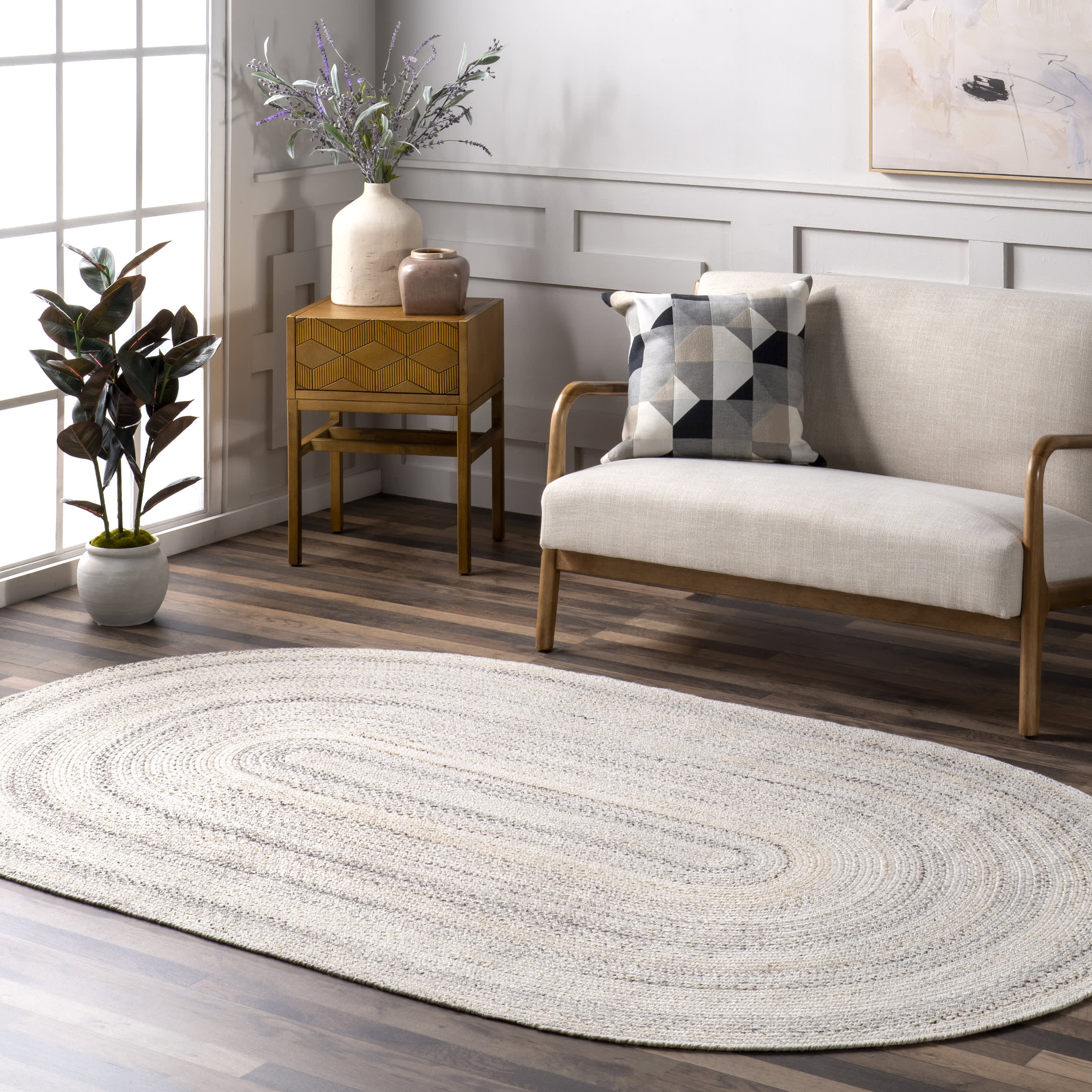Farah Braided Ombre Rug | Beige - Image 2