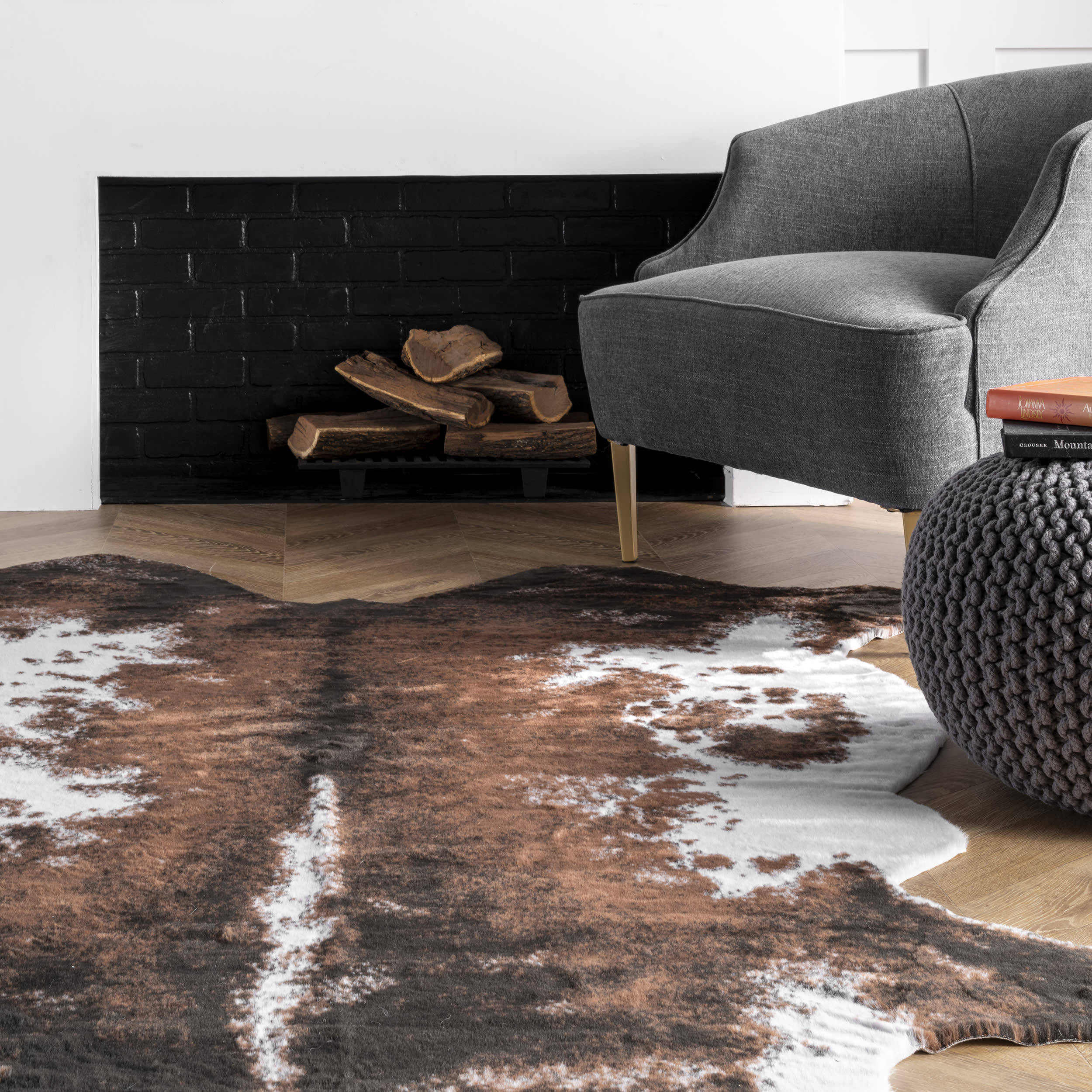 Faux Cowhide Rug | Brown - Image 4
