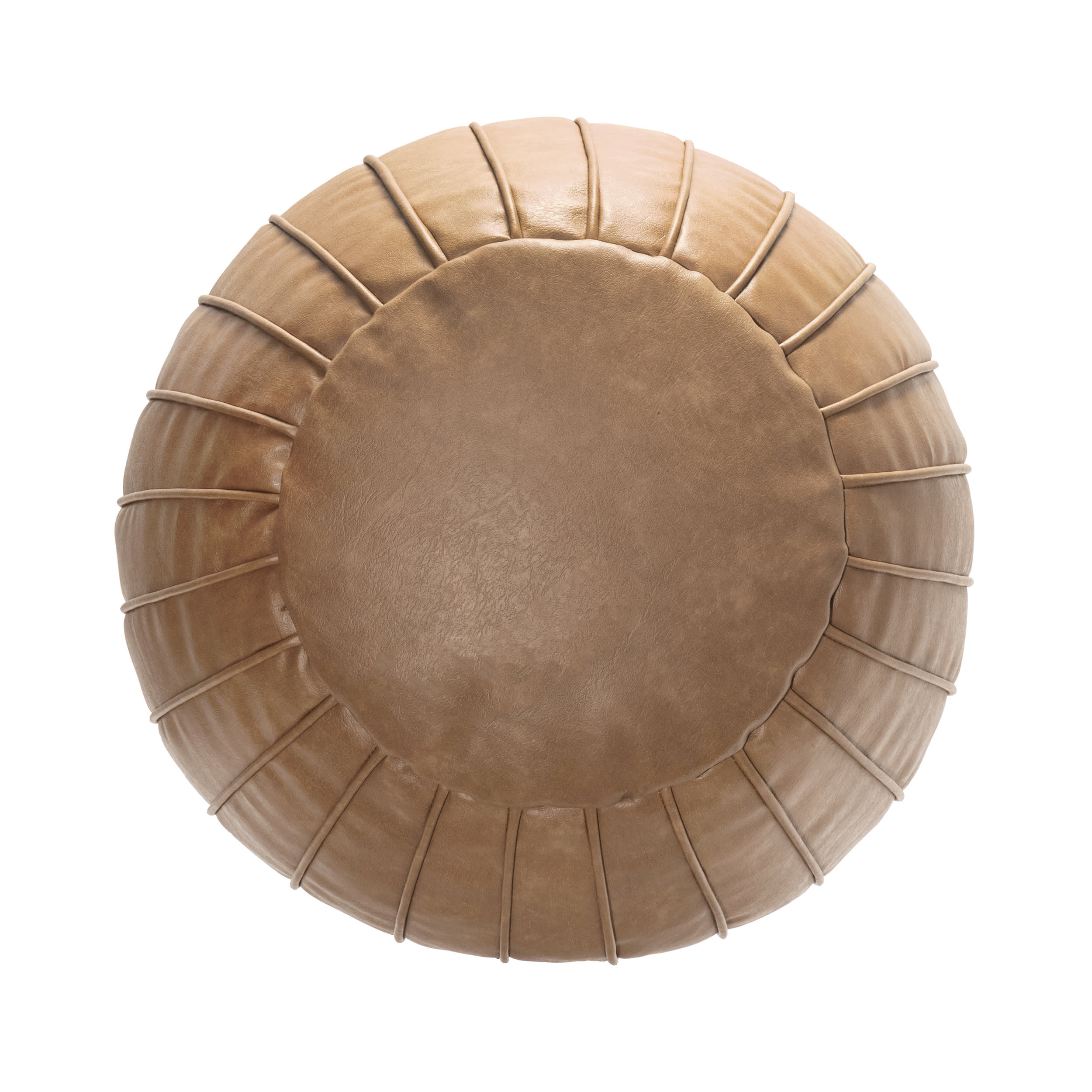 Faux Leather Pleated Pouf | Brown - Image 2