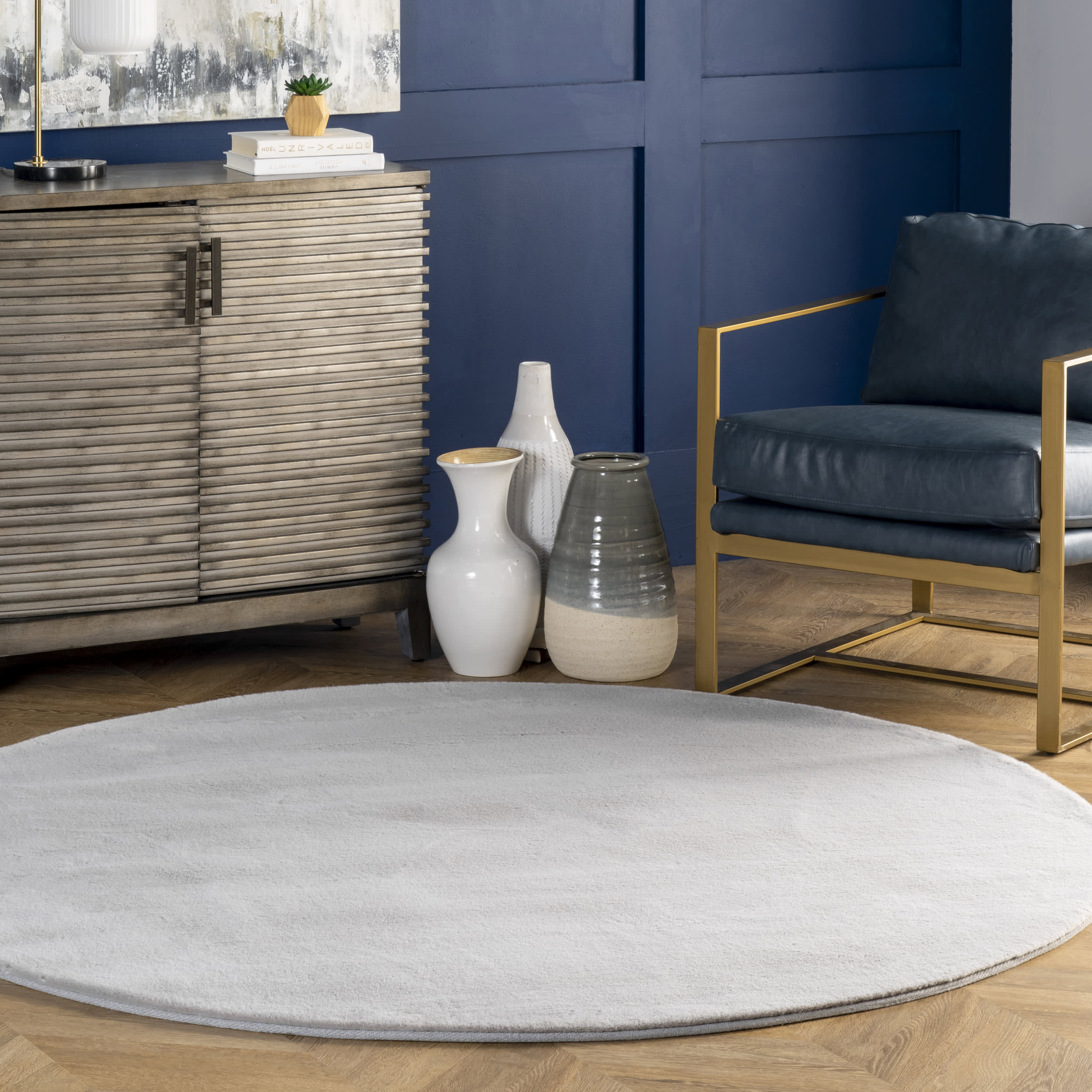 Faux Rabbit Shag Rug | Light Grey - Image 2