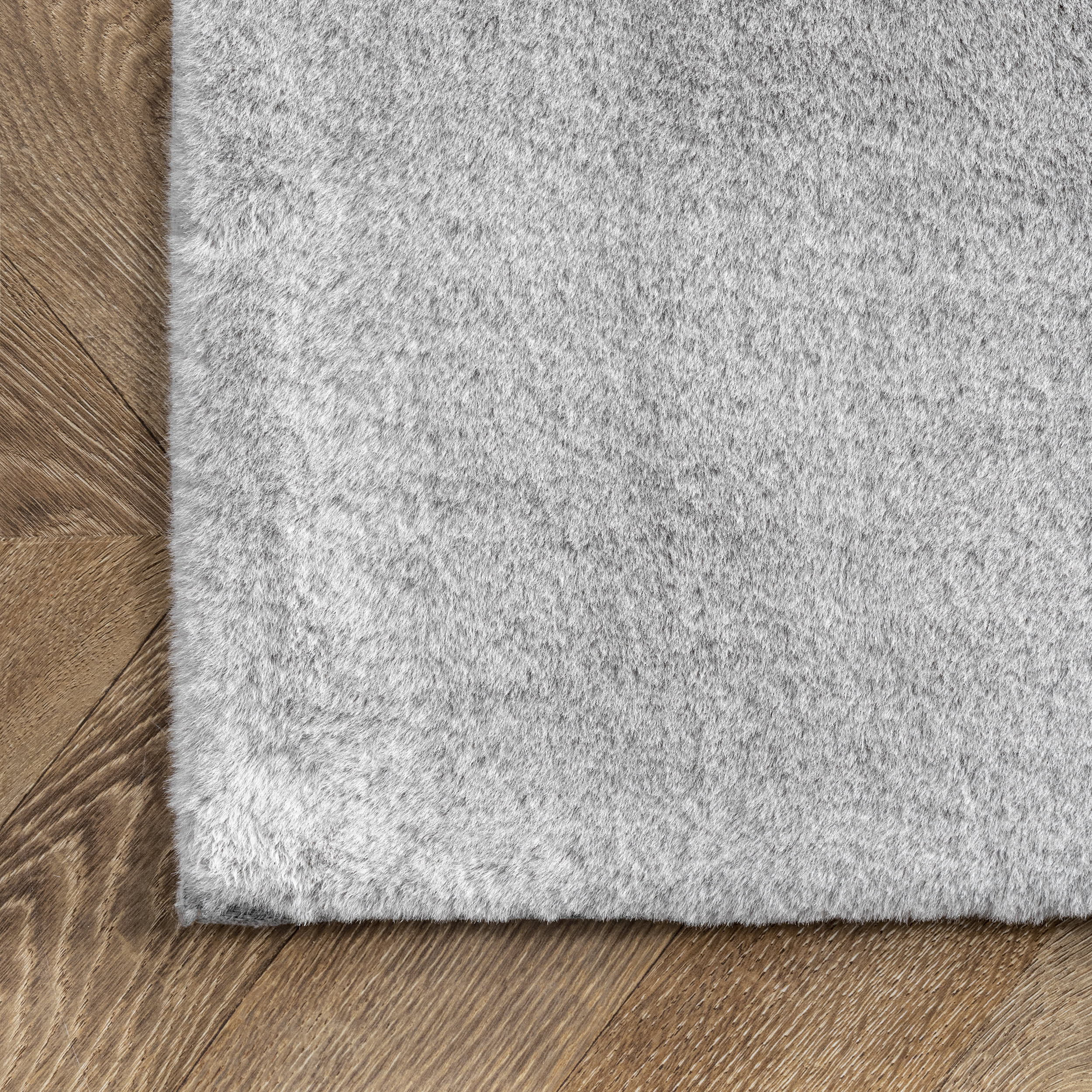Faux Rabbit Shag Rug | Light Grey - Image 3