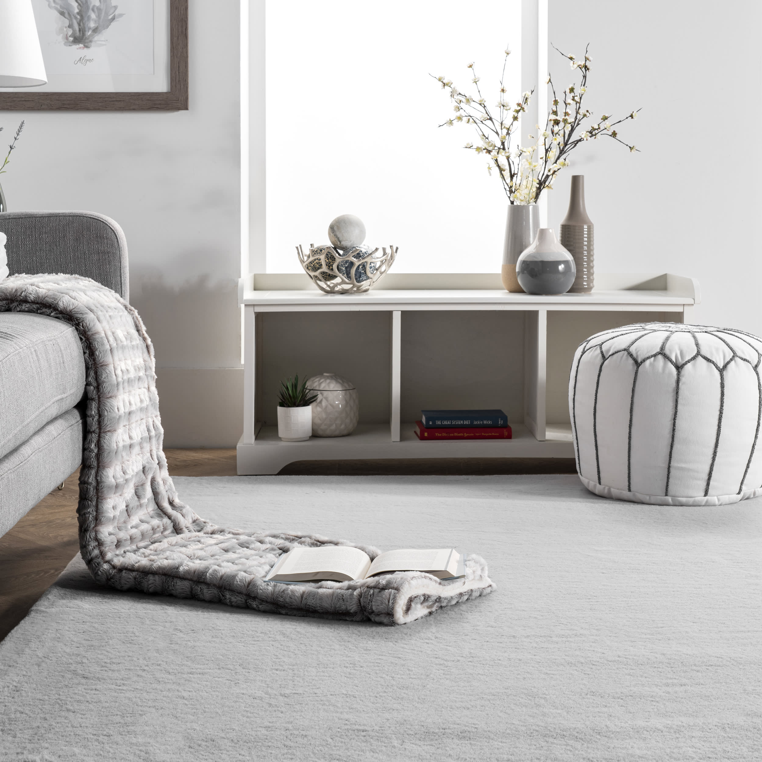 Faux Rabbit Shag Rug | Light Grey - Image 4