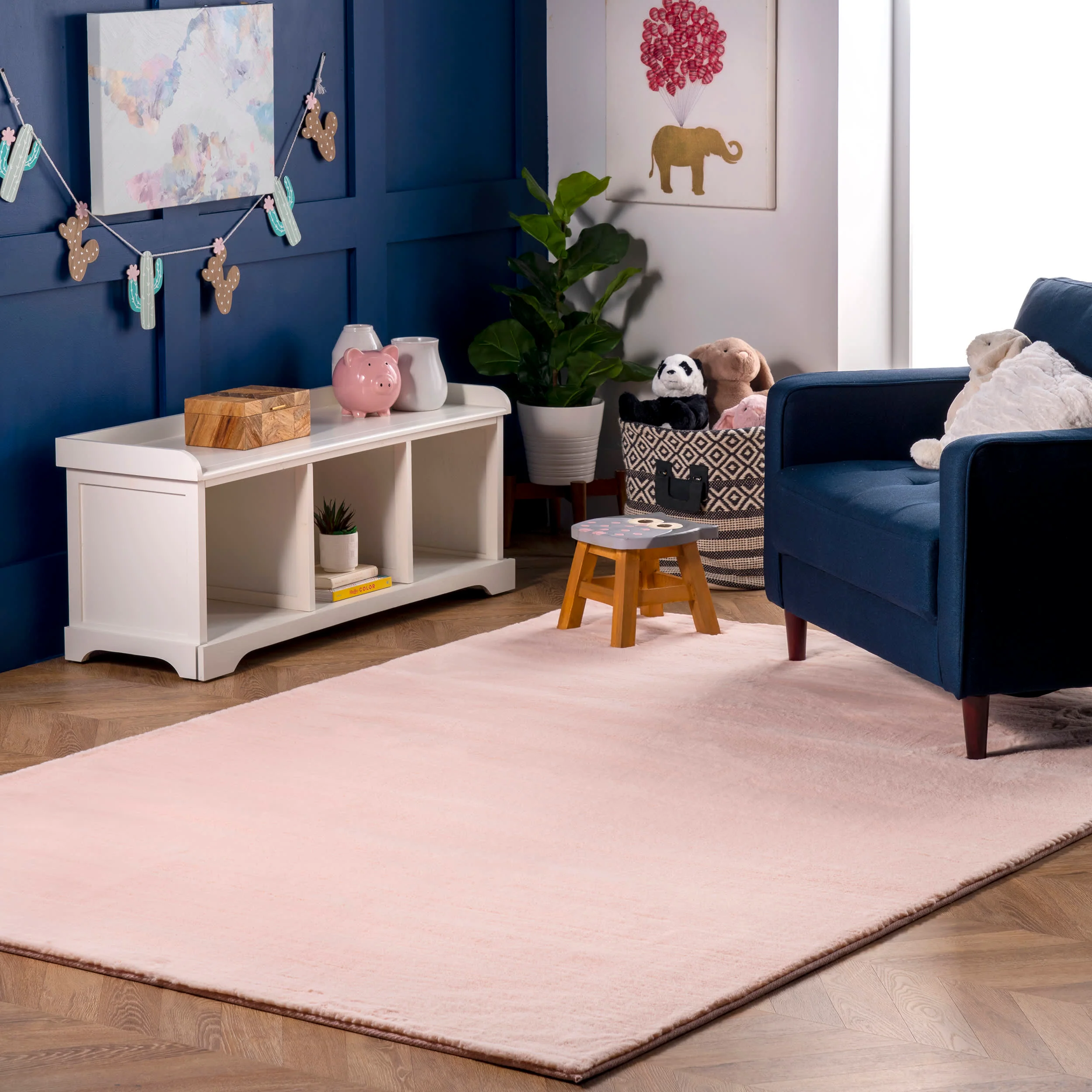 Faux Rabbit Shag Rug | Pink - Image 2