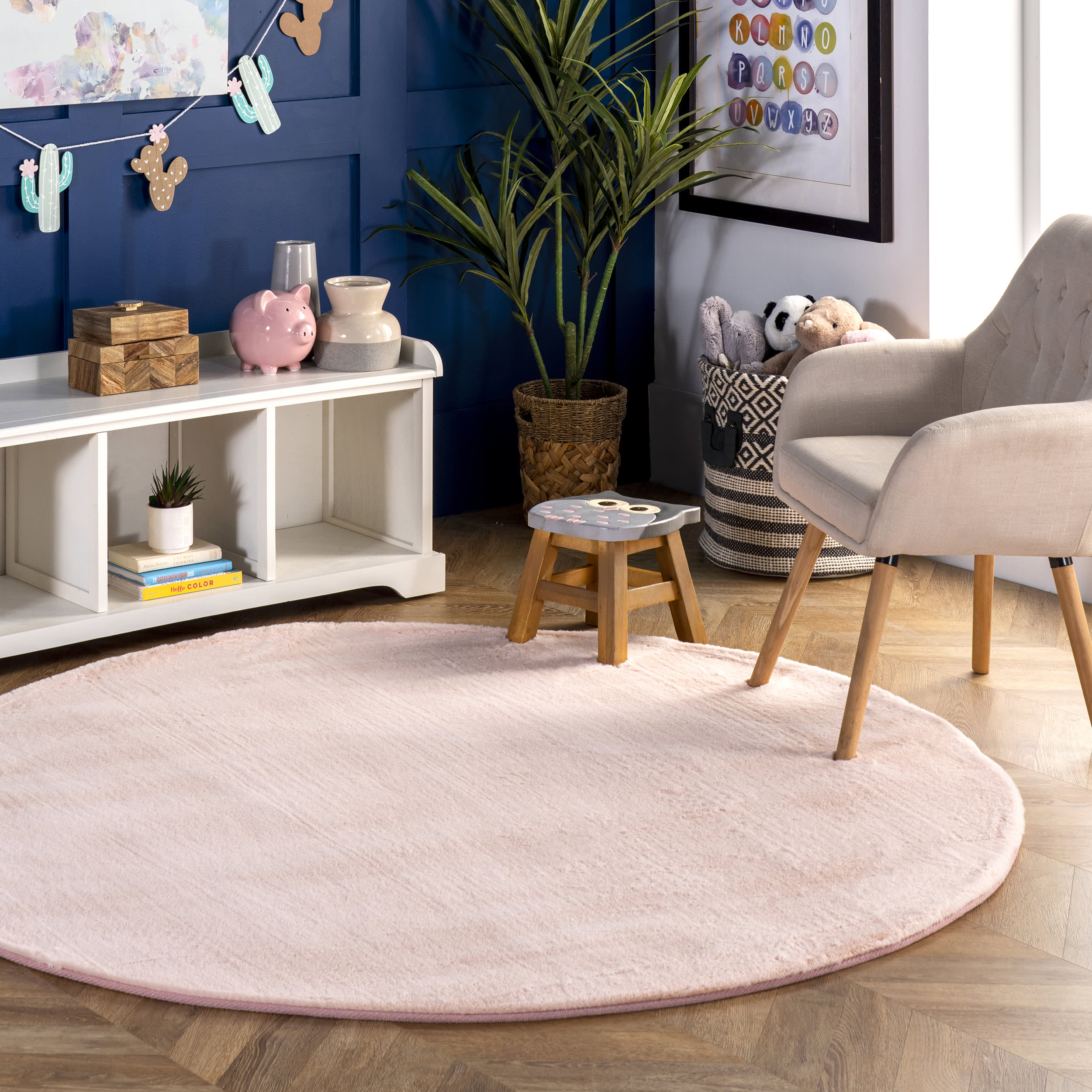 Faux Rabbit Shag Rug | Pink - Image 2