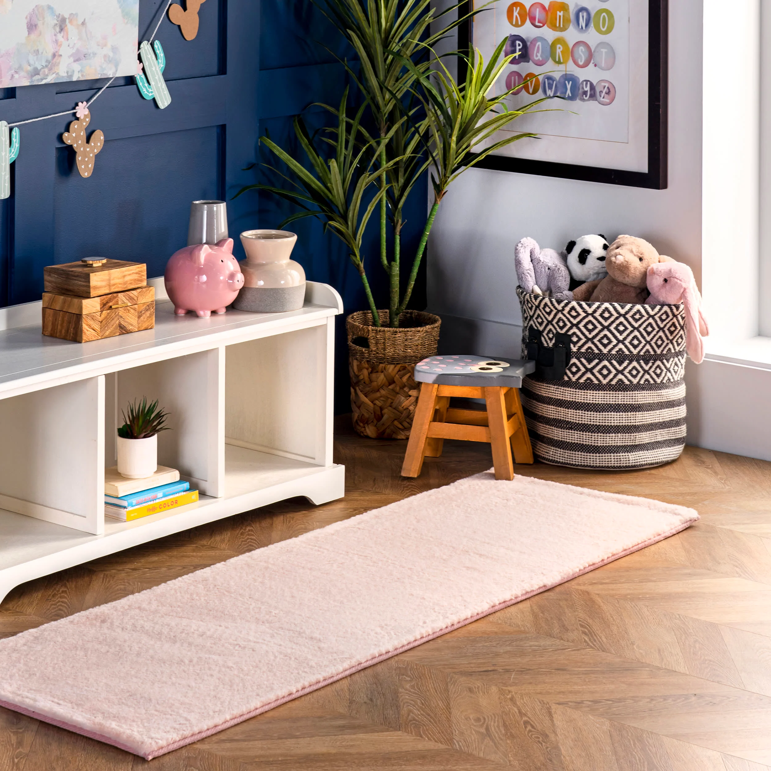 Faux Rabbit Shag Rug | Pink - Image 2