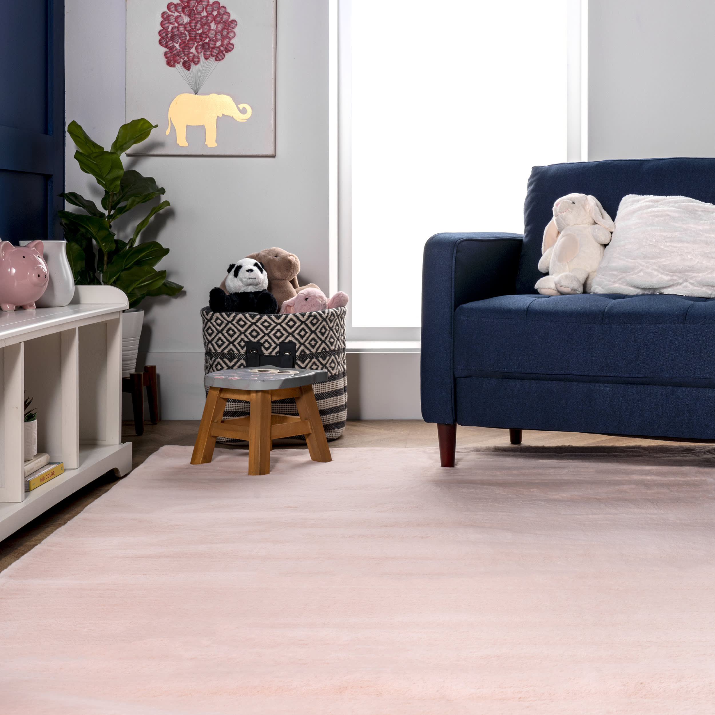 Faux Rabbit Shag Rug | Pink - Image 4