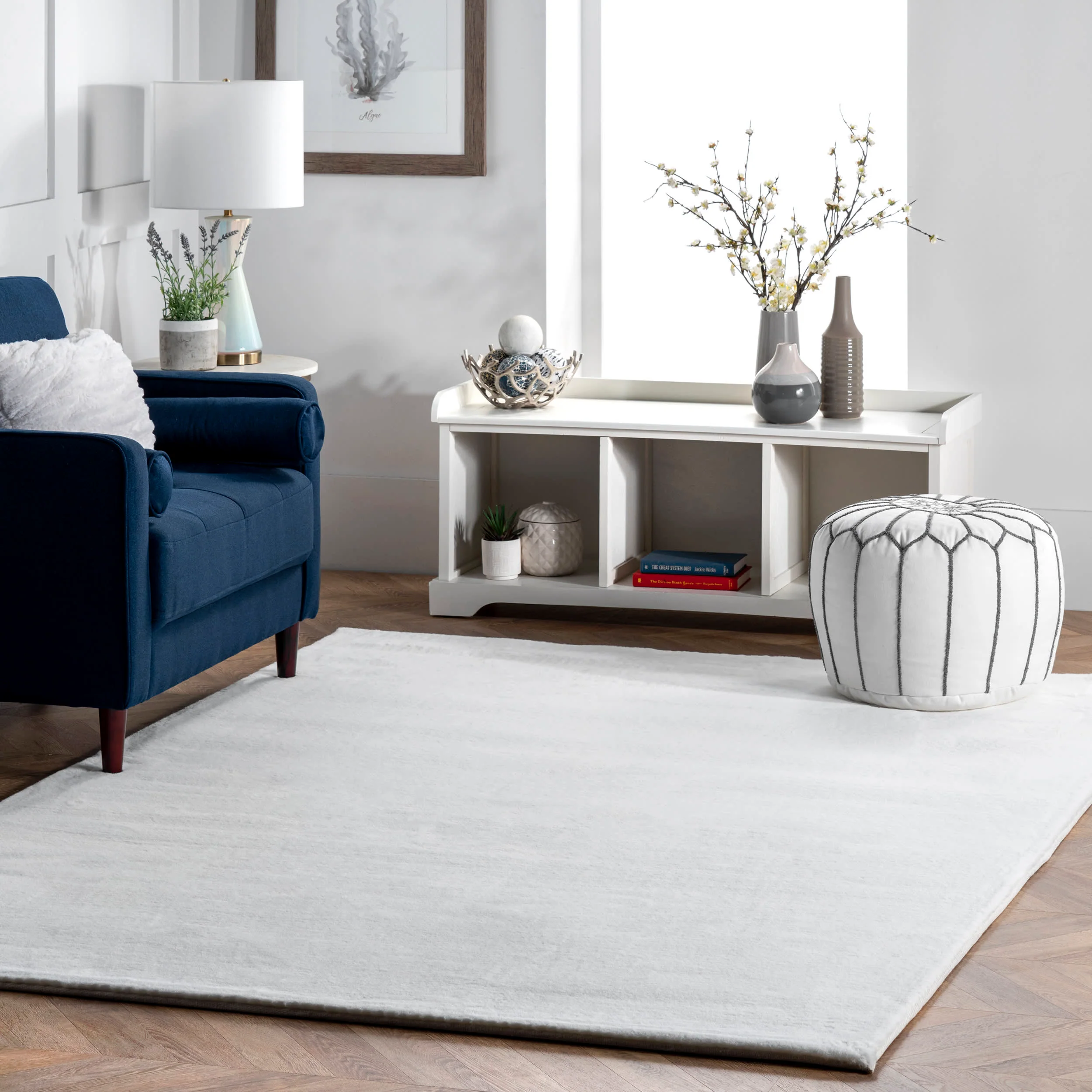 Faux Rabbit Shag Rug | White - Image 2