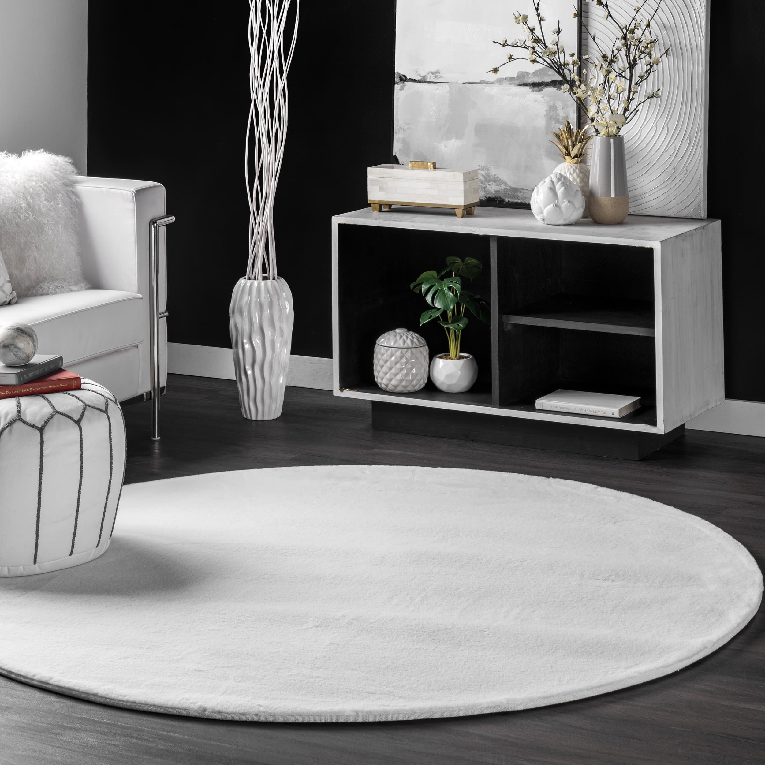 Faux Rabbit Shag Rug | White - Image 2