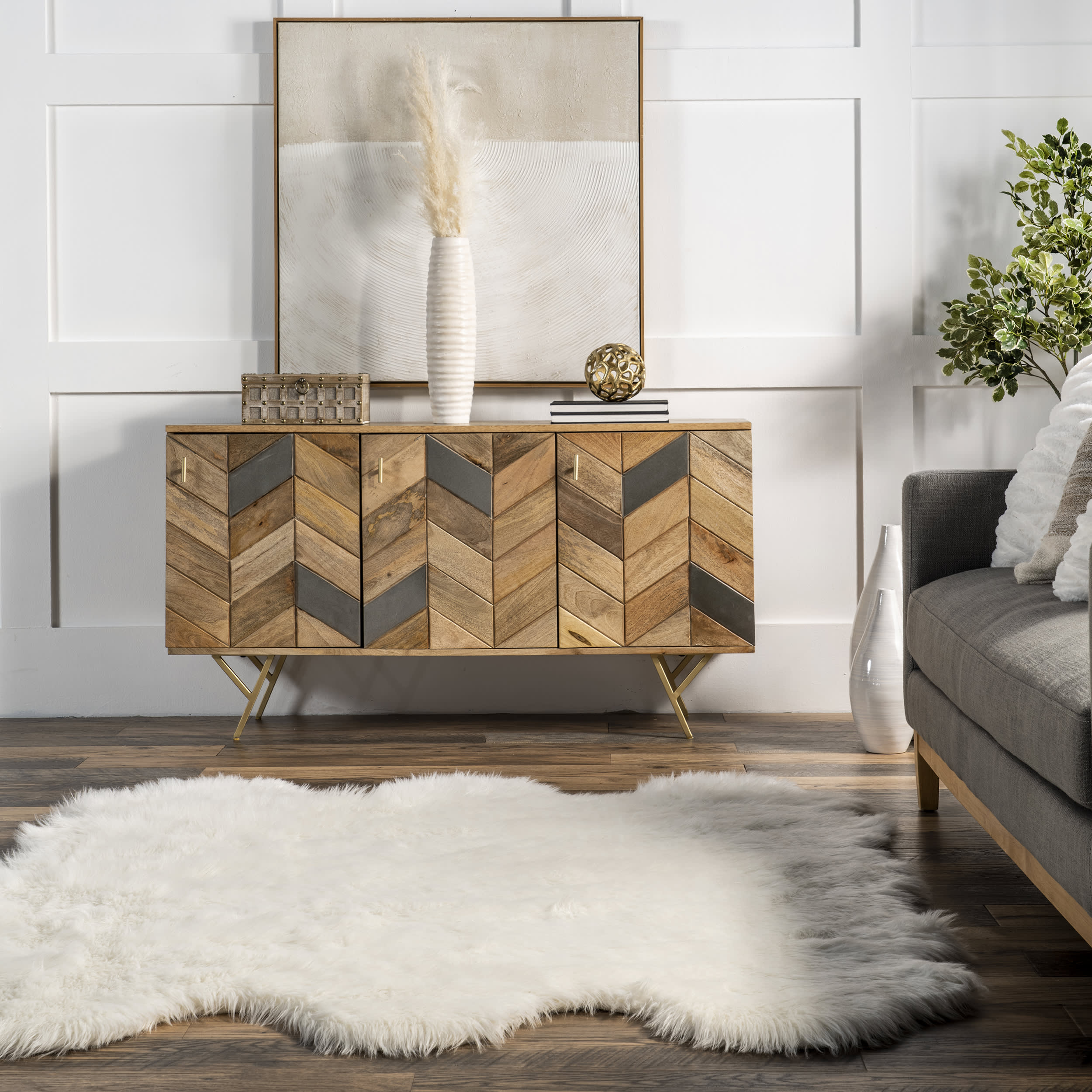 Faux Sheepskin Shag Rug | White - Image 4