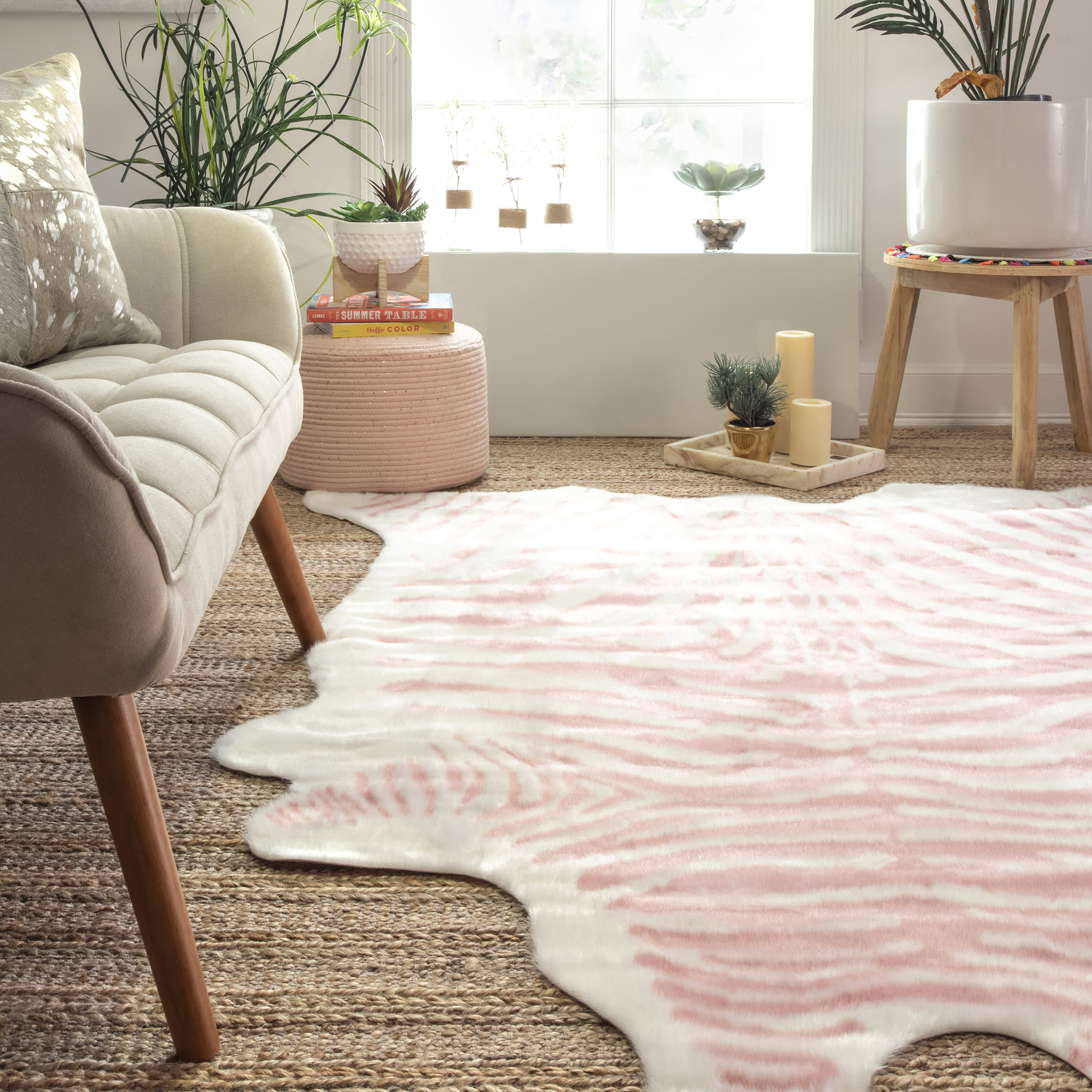 Faux Zebra Hide Rug | Pink - Image 4